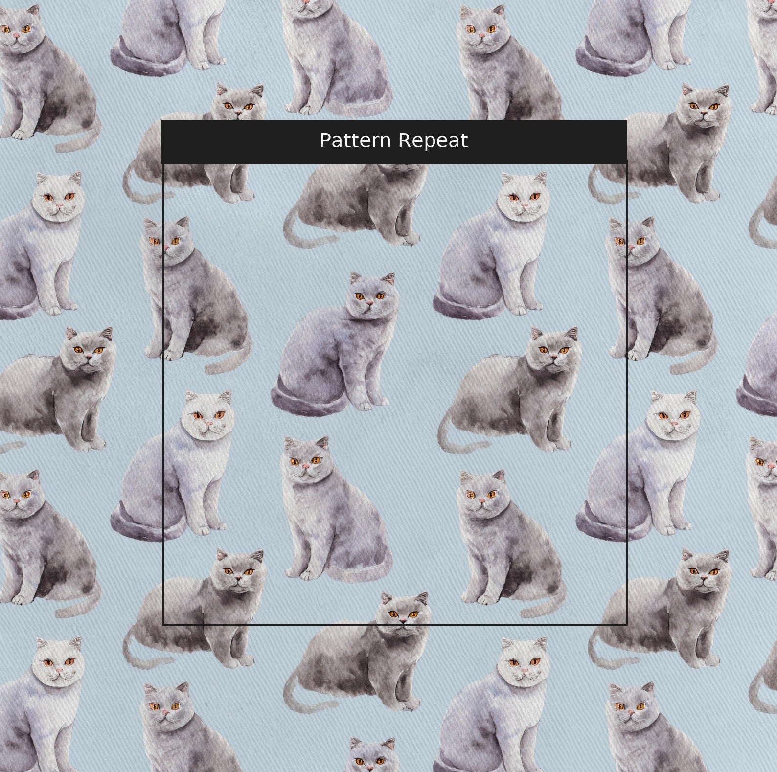 Slate Grey Cats - Fabric - Linen Rowe