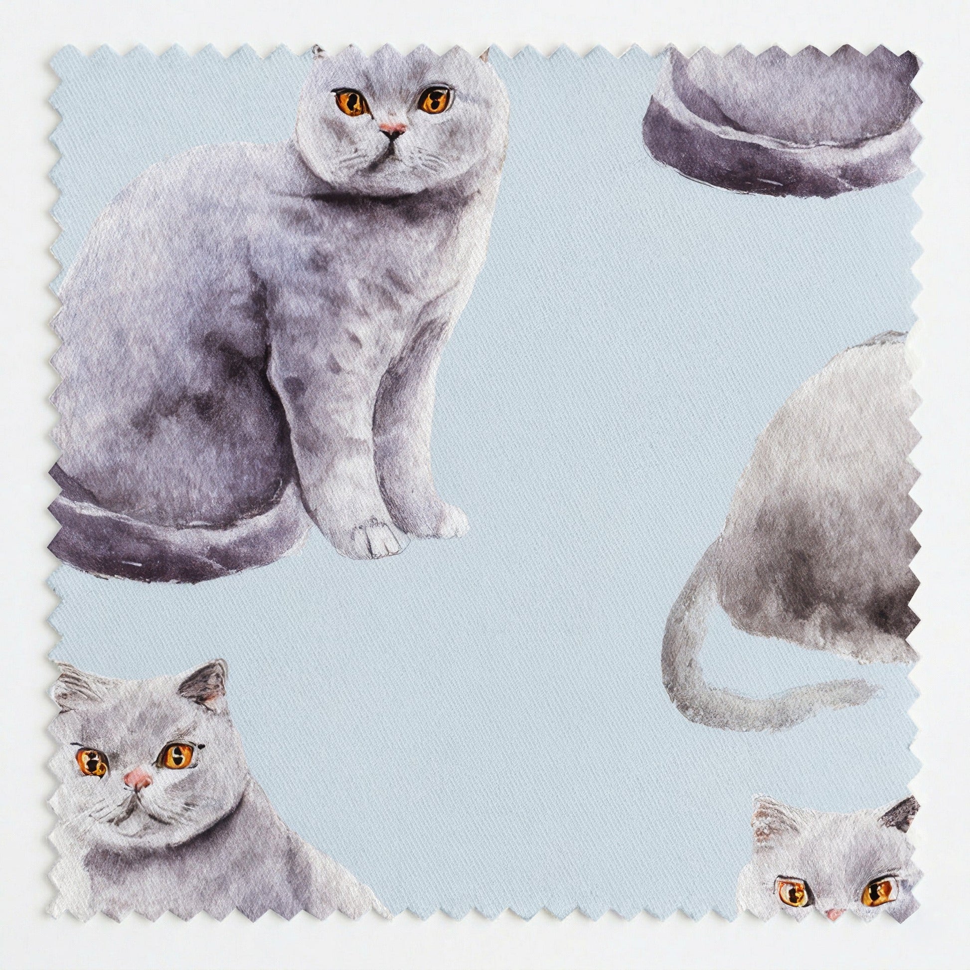 Slate Grey Cats - Fabric - Linen Rowe