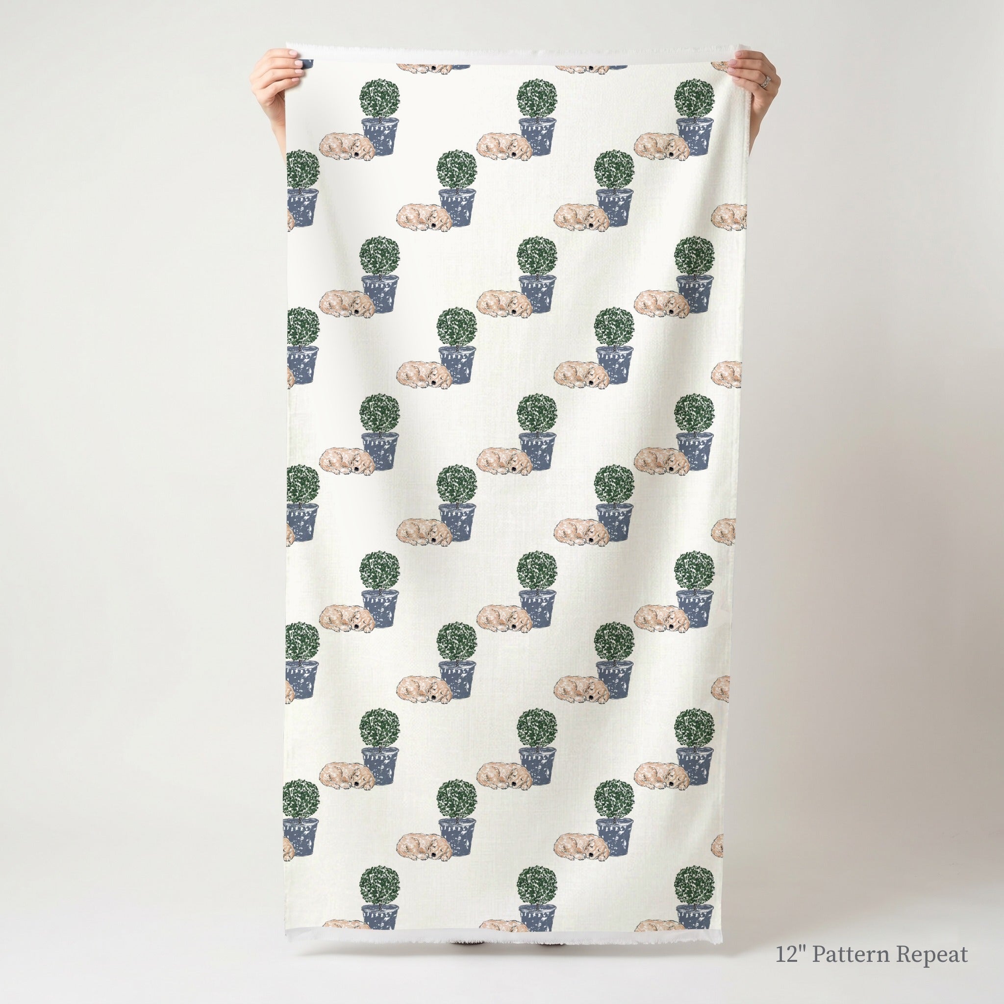 Sleepy Golden Puppy - Fabric - Linen Rowe