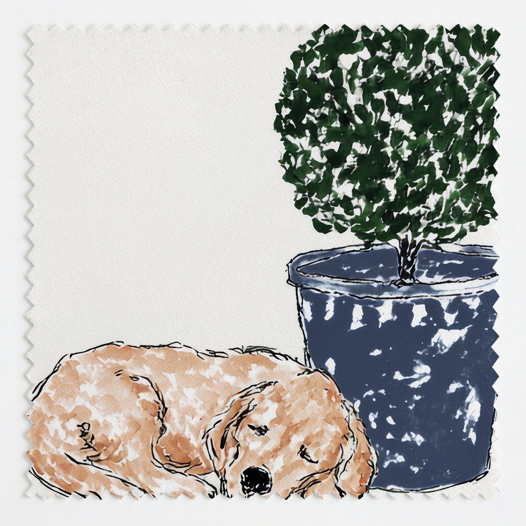 Sleepy Golden Puppy - Fabric - Linen Rowe