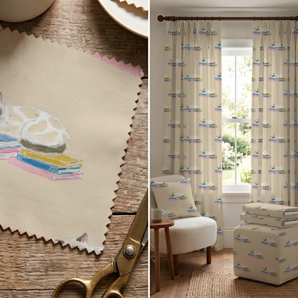 Sleepy Kitty - Fabric - Linen Rowe