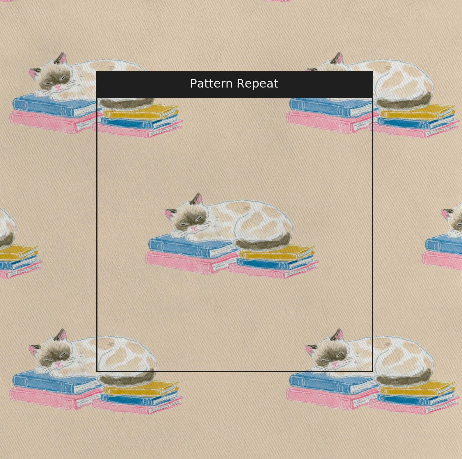 Sleepy Kitty - Fabric - Linen Rowe