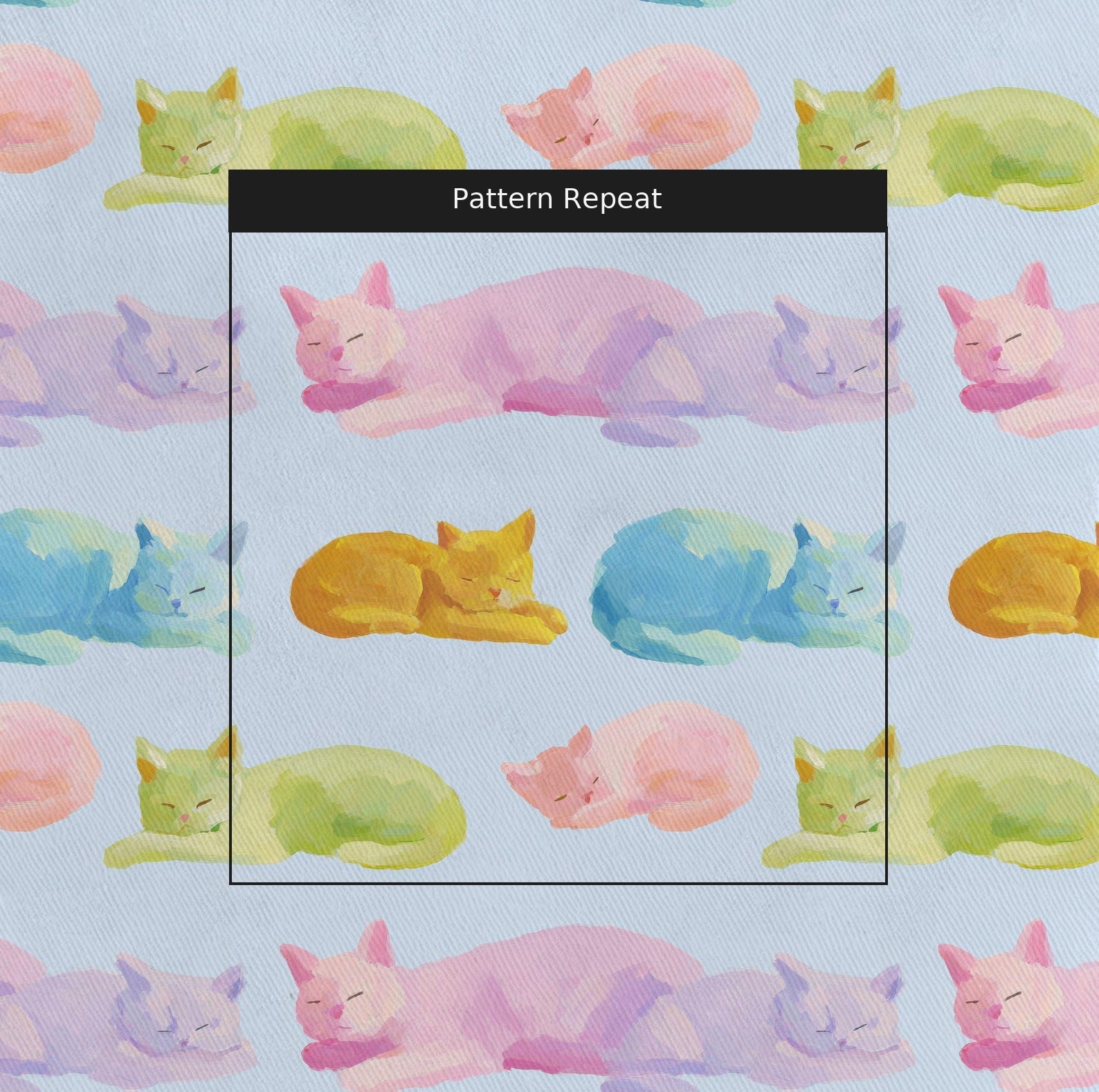 Sleepy Time Cats - Fabric - Linen Rowe