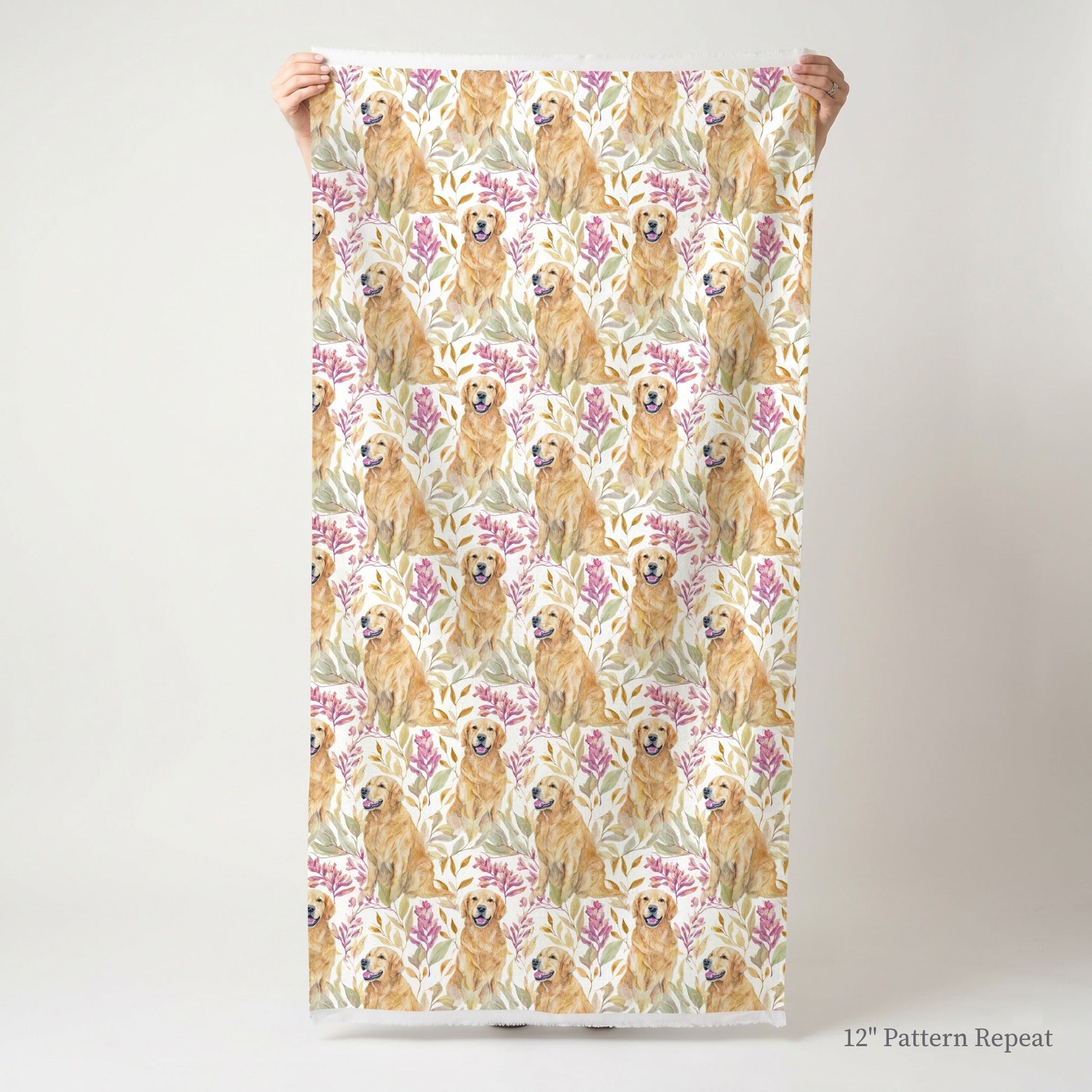 Soft Meadow Golden Retriever - Fabric - Linen Rowe