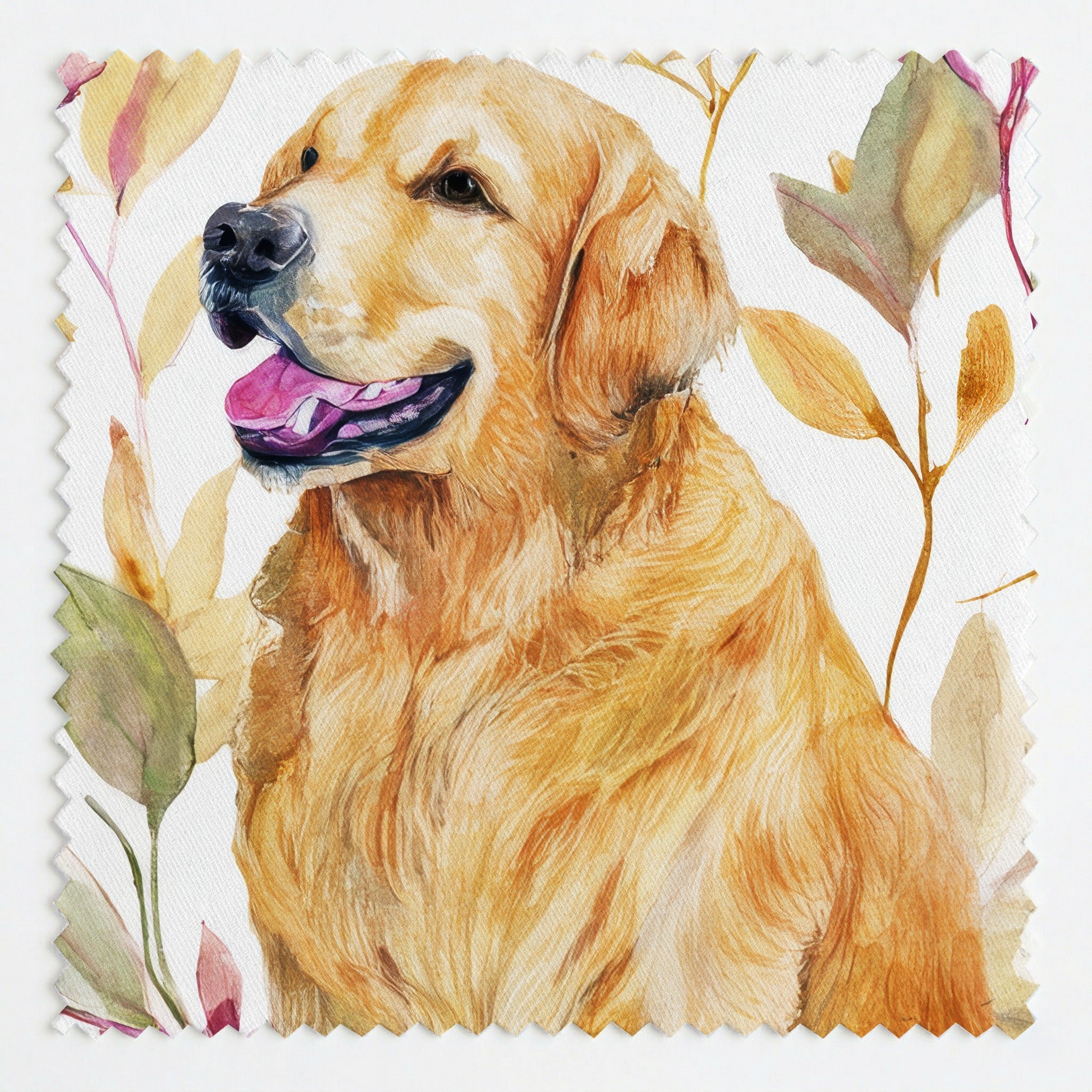 Soft Meadow Golden Retriever - Fabric - Linen Rowe
