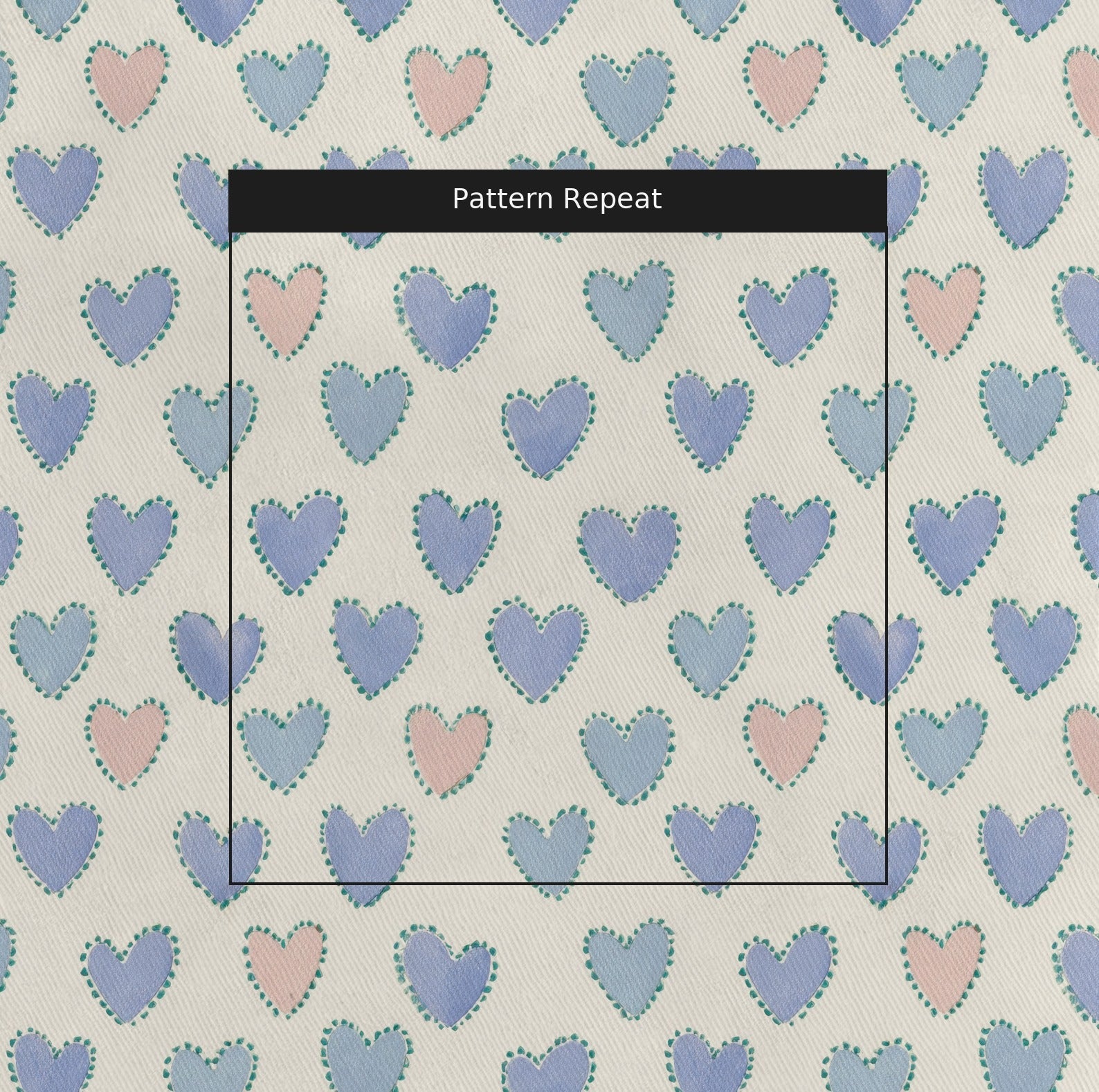 Stitch Hearts - Fabric - Linen Rowe