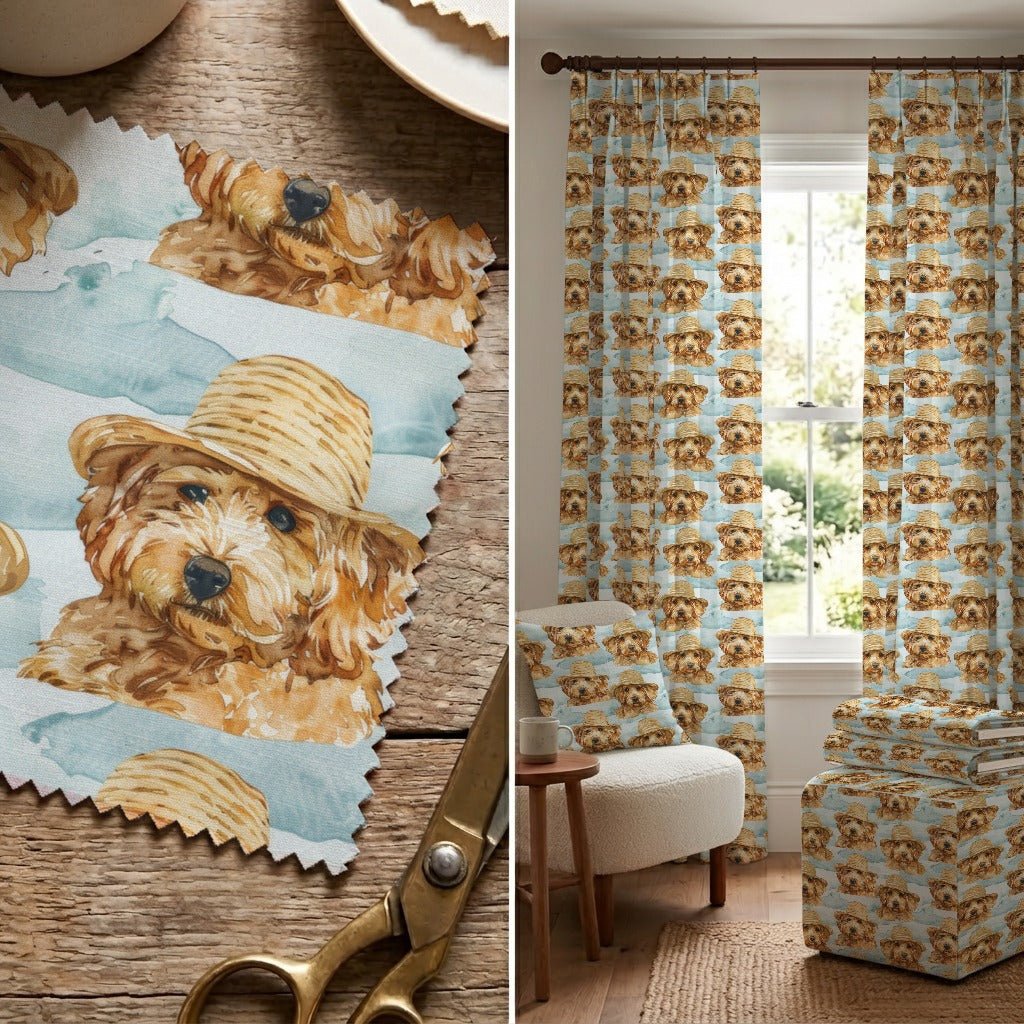 Sunbathing Goldendoodle - Fabric - Linen Rowe
