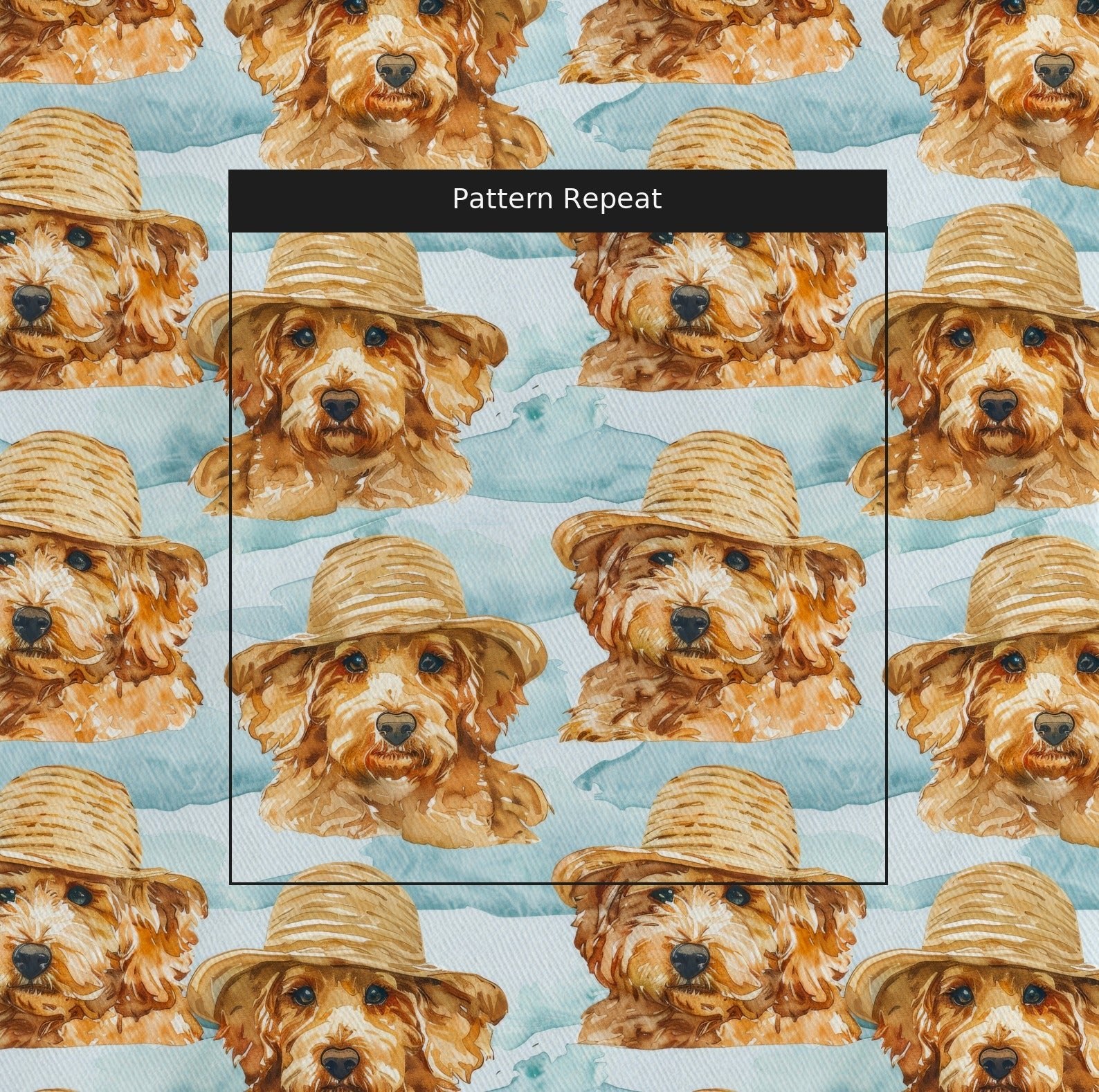 Sunbathing Goldendoodle - Fabric - Linen Rowe