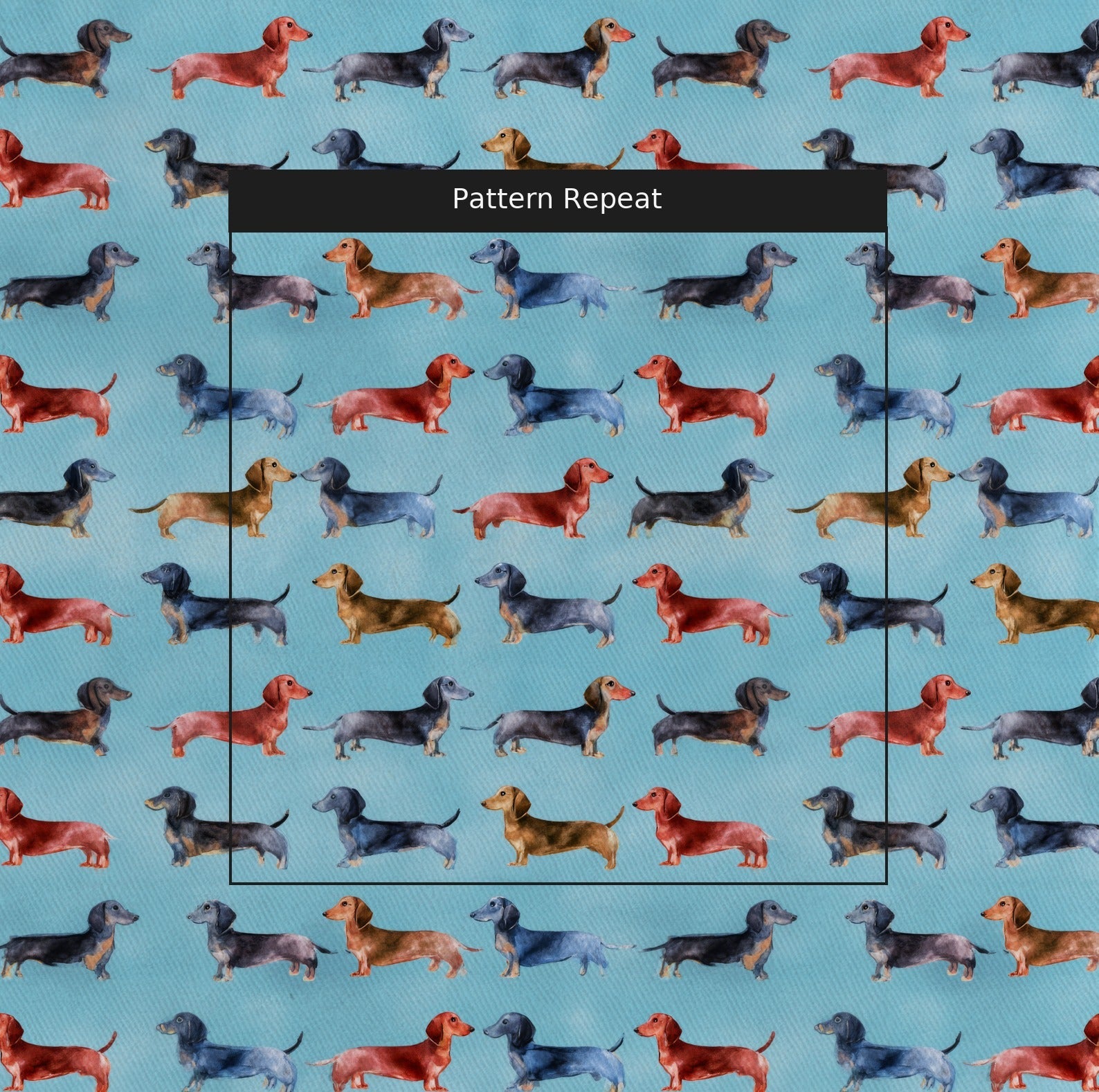 Sunny Day Dachshund Row - Fabric - Linen Rowe