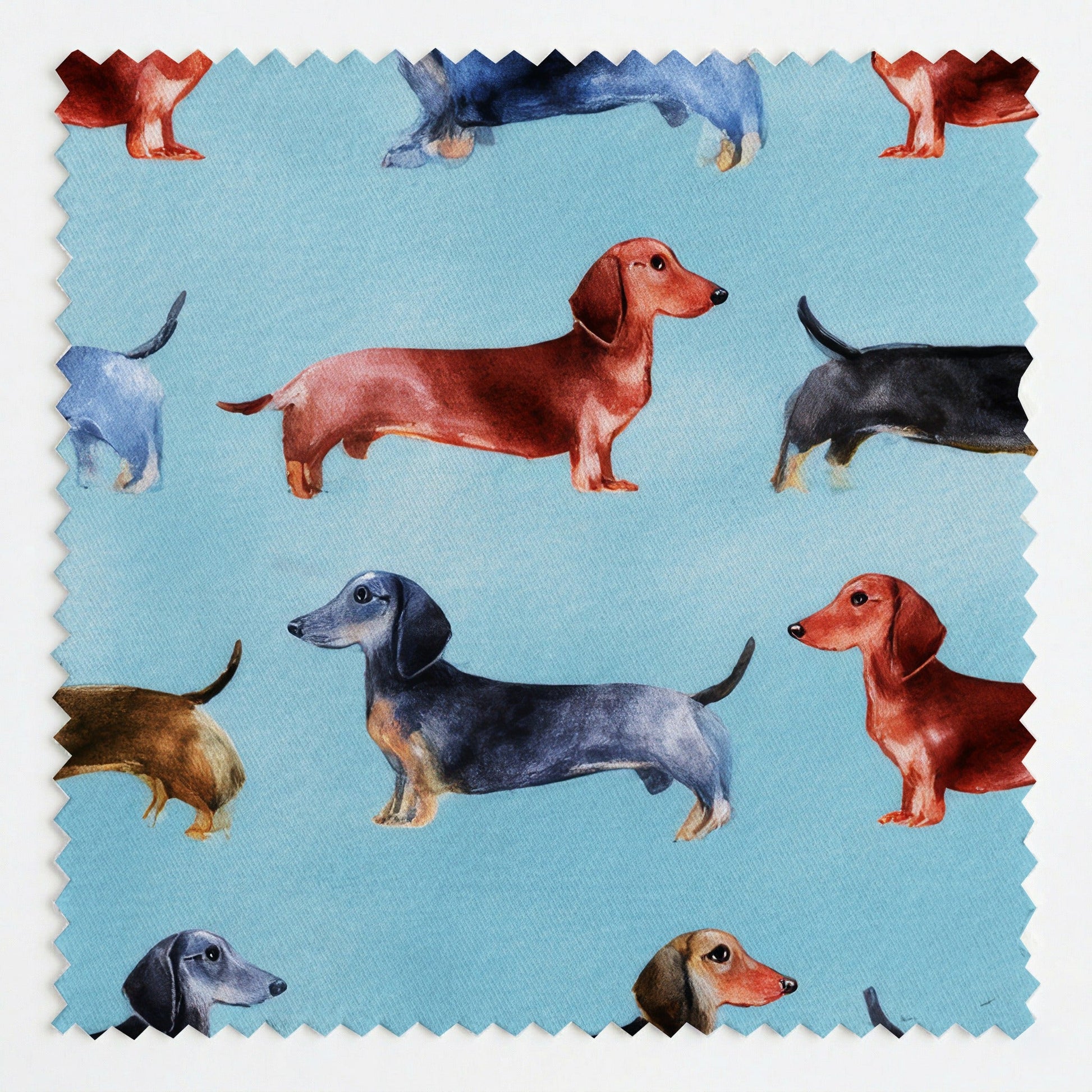 Sunny Day Dachshund Row - Fabric - Linen Rowe