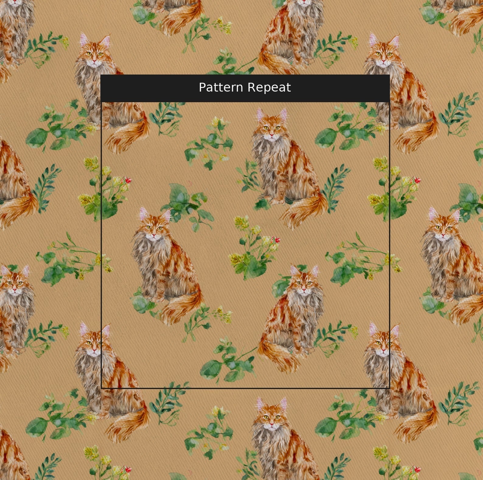 Sunny Day Maine Coon - Fabric - Linen Rowe