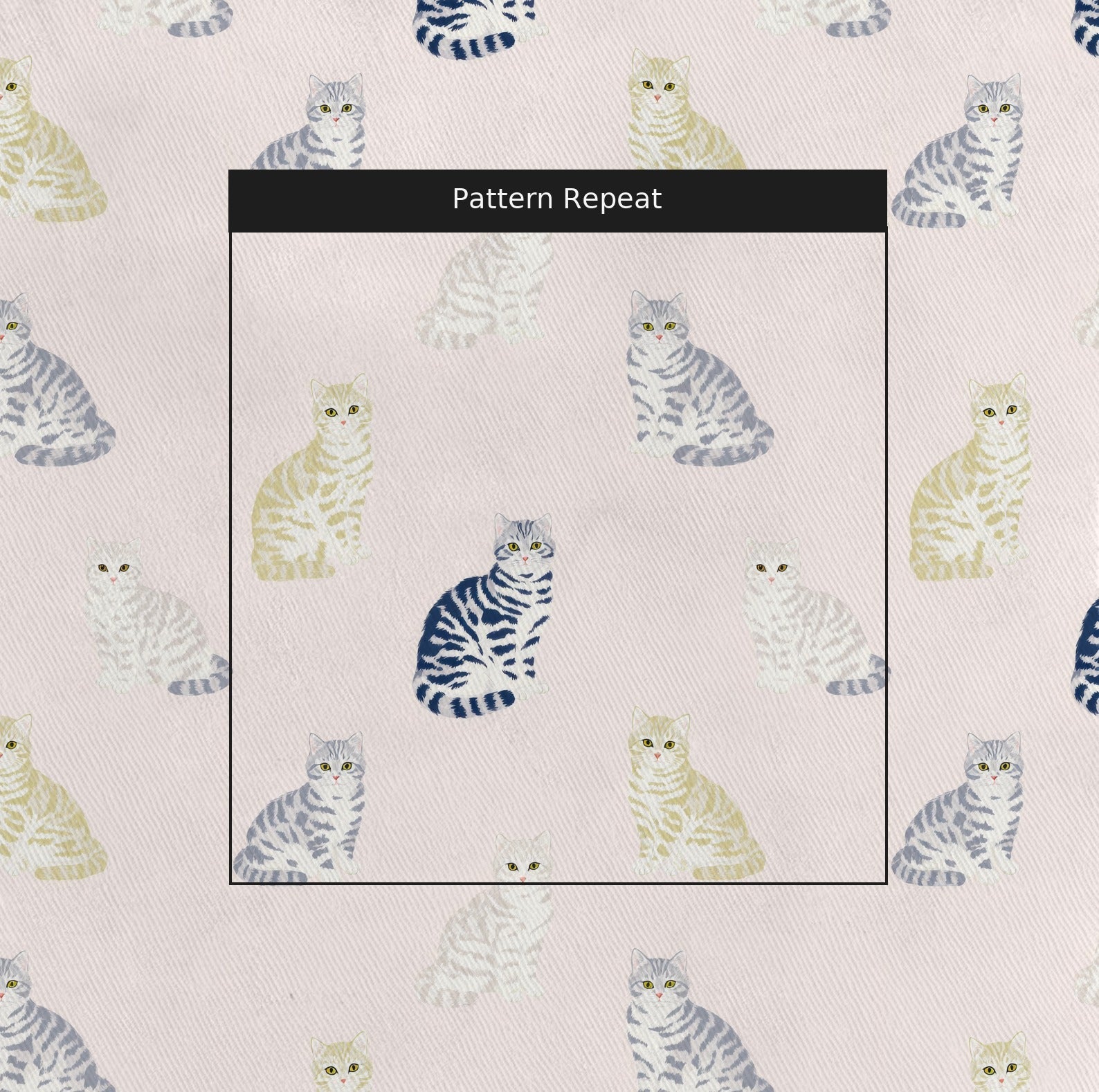 Sweet American Shorthairs - Fabric - Linen Rowe