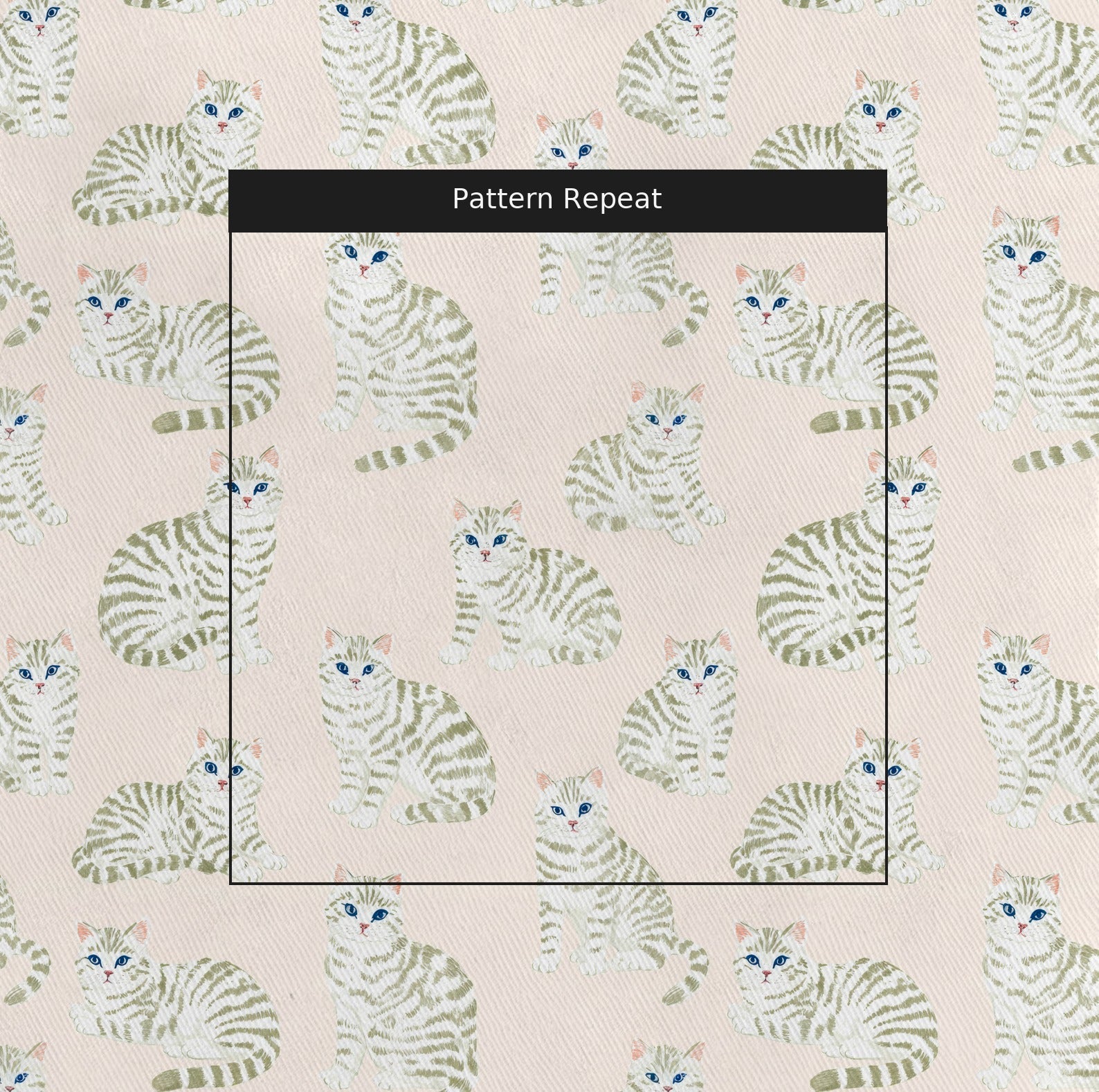 Tabby Cat Fun - Fabric - Linen Rowe