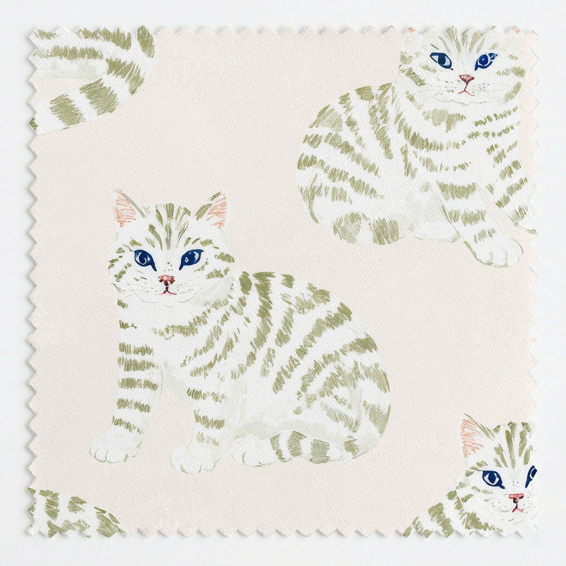 Tabby Cat Fun - Fabric - Linen Rowe
