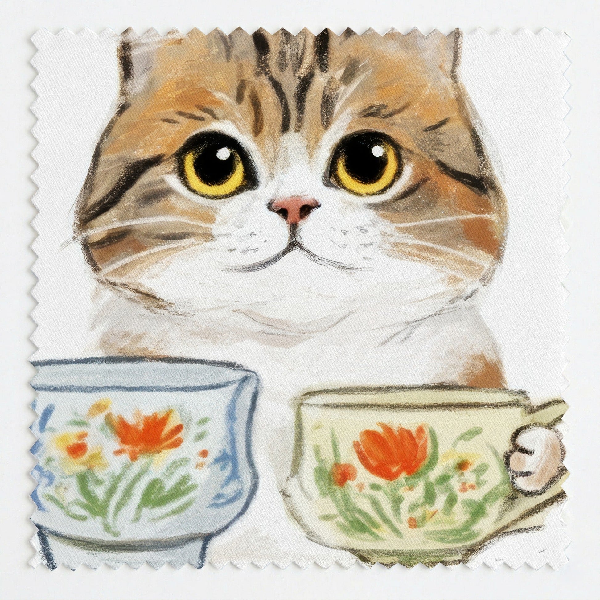 Tabby Cat Mugs - Fabric - Linen Rowe