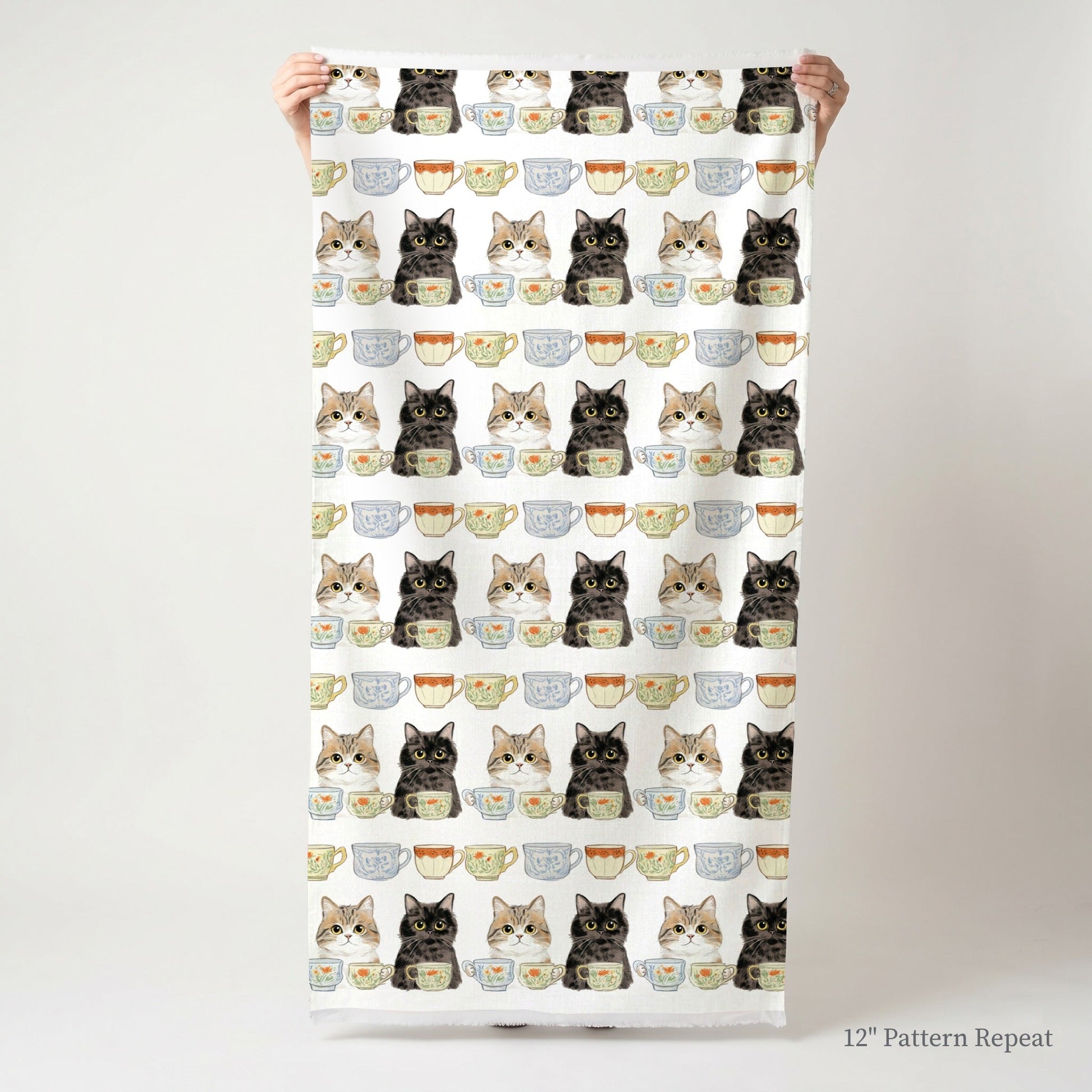 Tabby Cat Mugs - Fabric - Linen Rowe