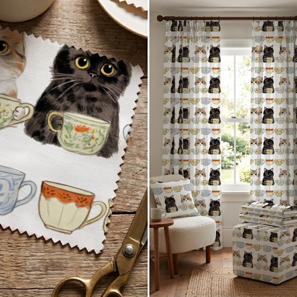 Tabby Cat Mugs - Fabric - Linen Rowe