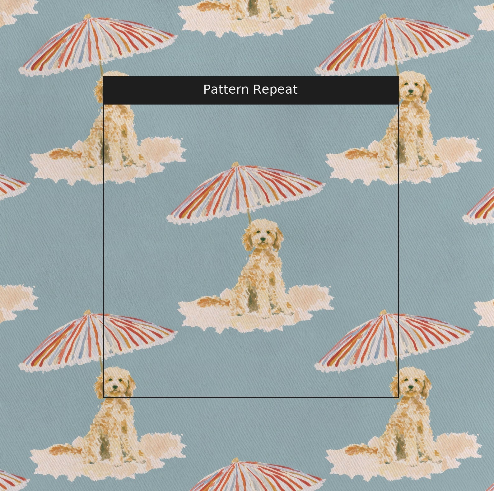 Tanning Day For Golden Doodle - Fabric - Linen Rowe