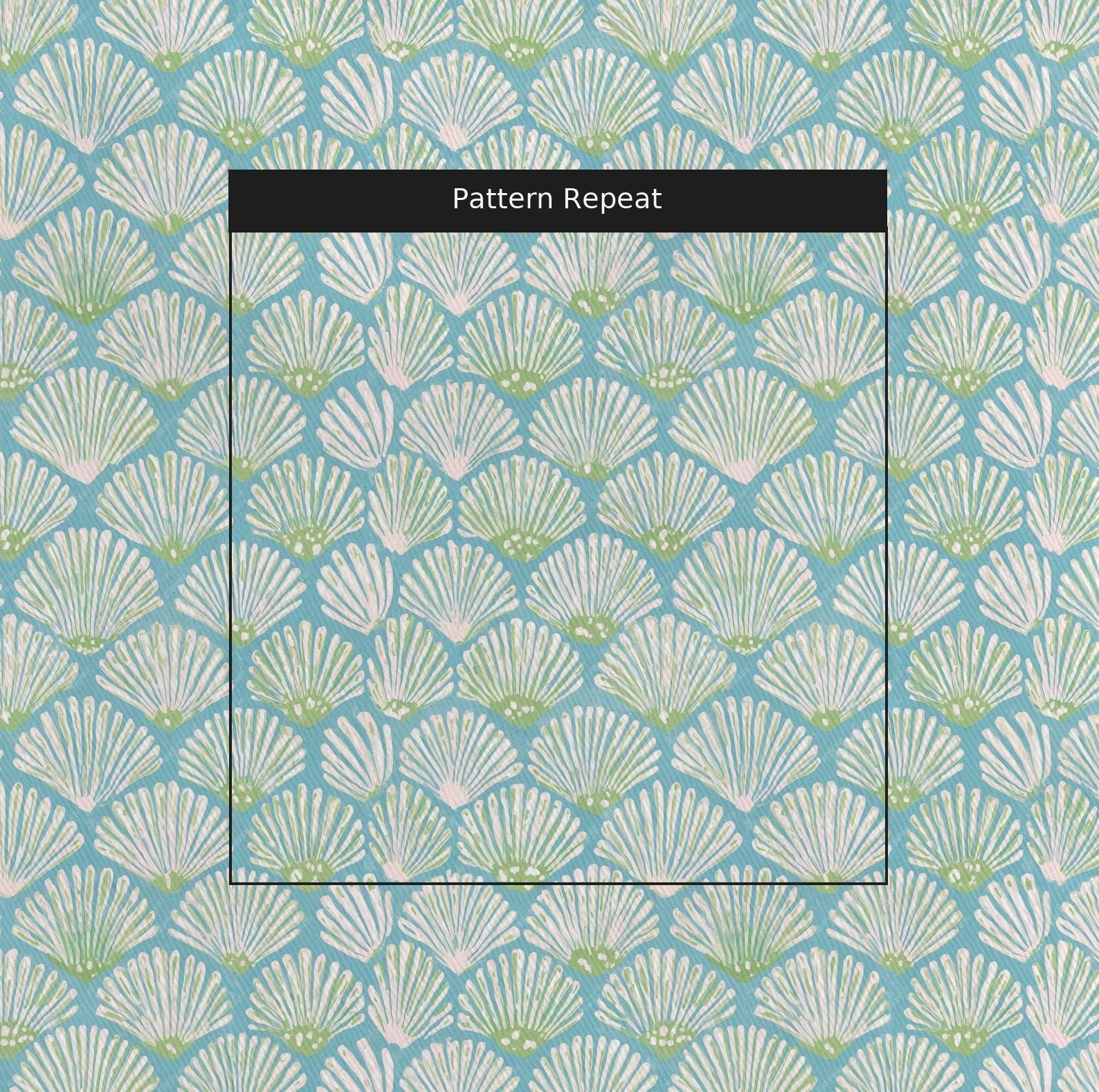 Teal Seashells - Fabric - Linen Rowe