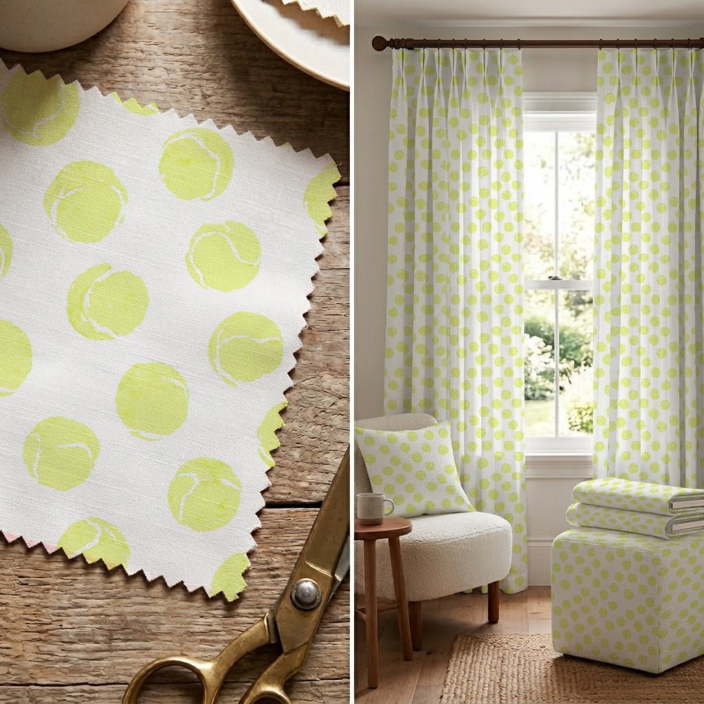 Tennis Ball Polka Dot - Fabric - Linen Rowe