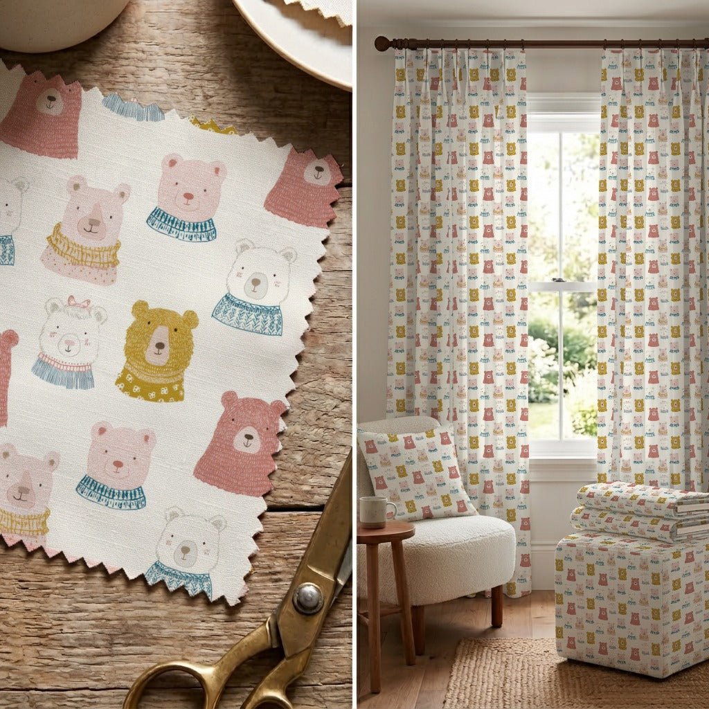 The Cheerful Bears - Fabric - Linen Rowe