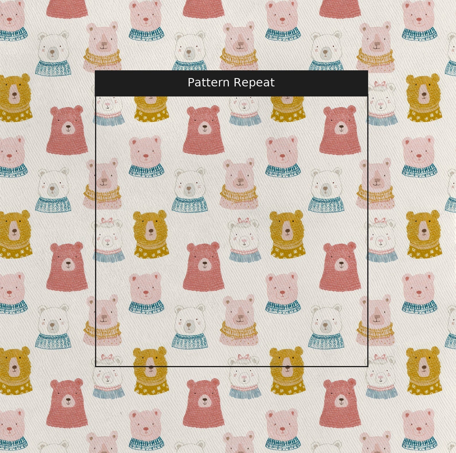 The Cheerful Bears - Fabric - Linen Rowe