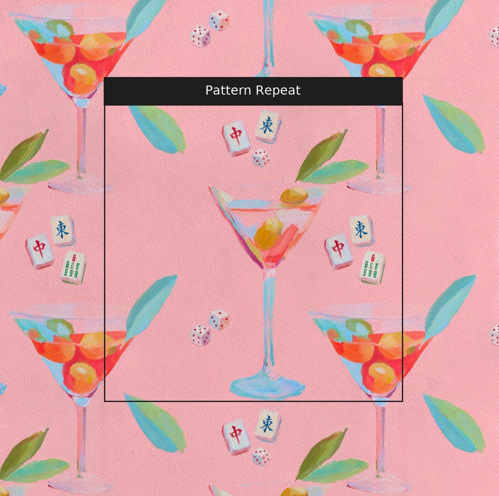 Tinis and Tiles - Fabric - Linen Rowe
