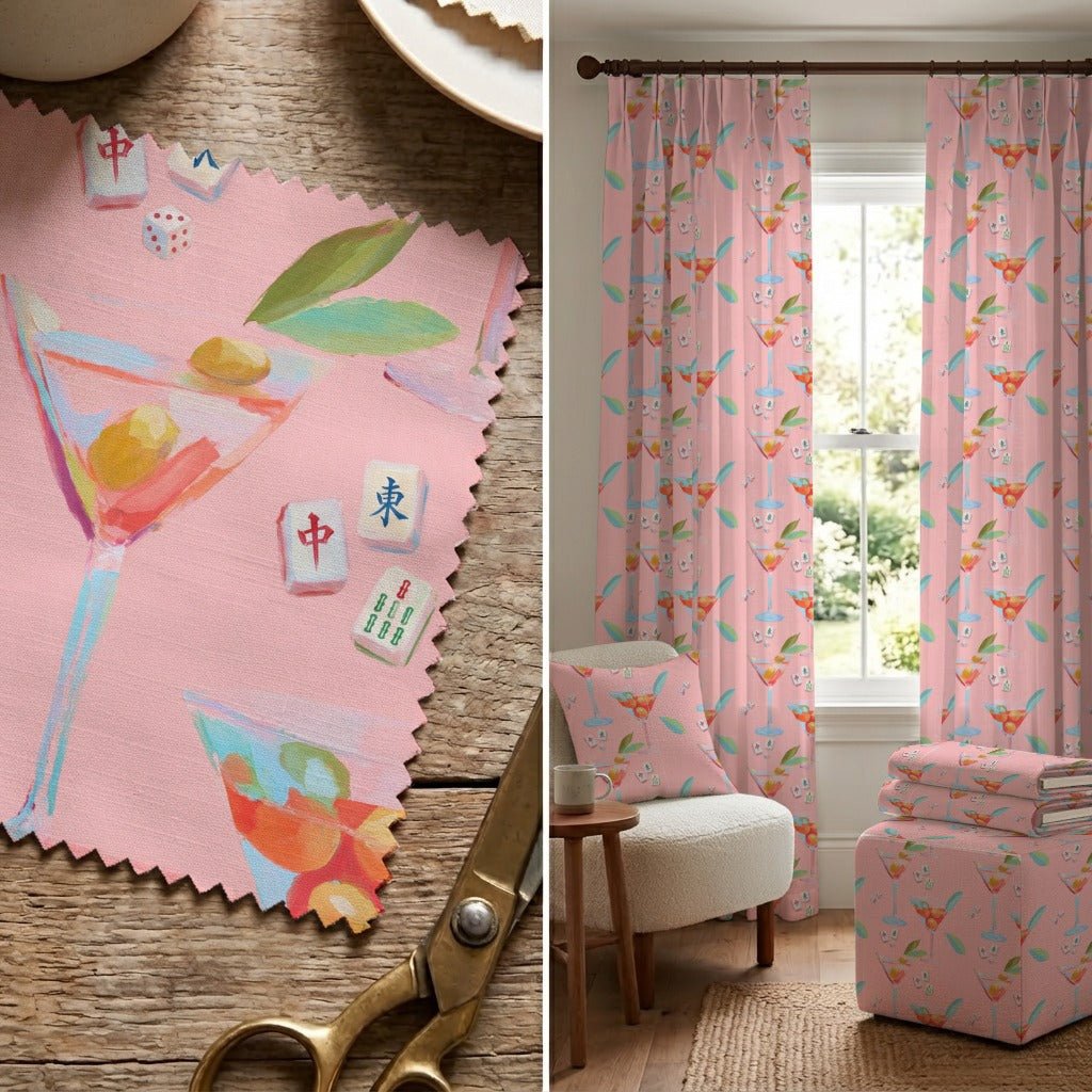 Tinis and Tiles - Fabric - Linen Rowe