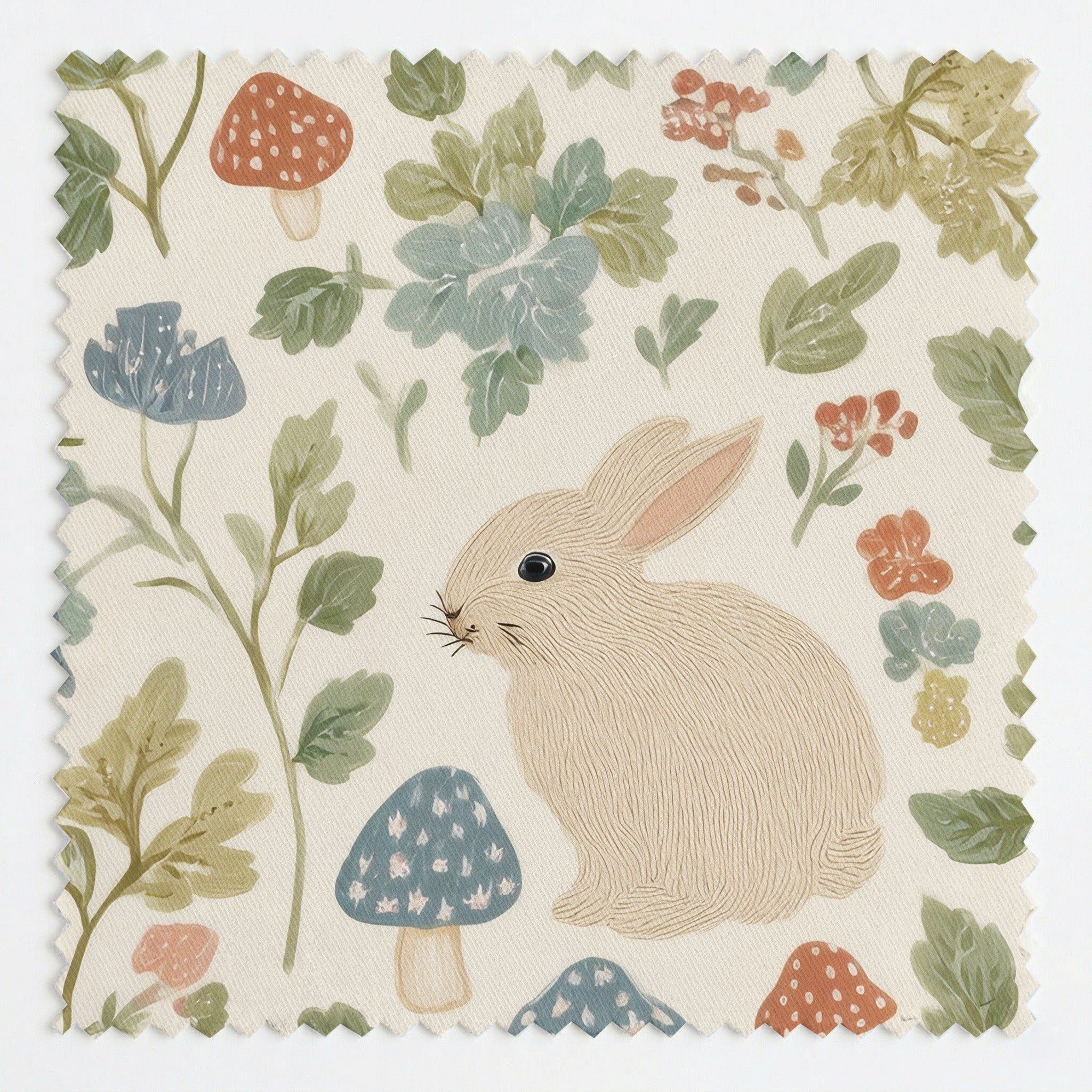 Toadstool Hares - Fabric - Linen Rowe