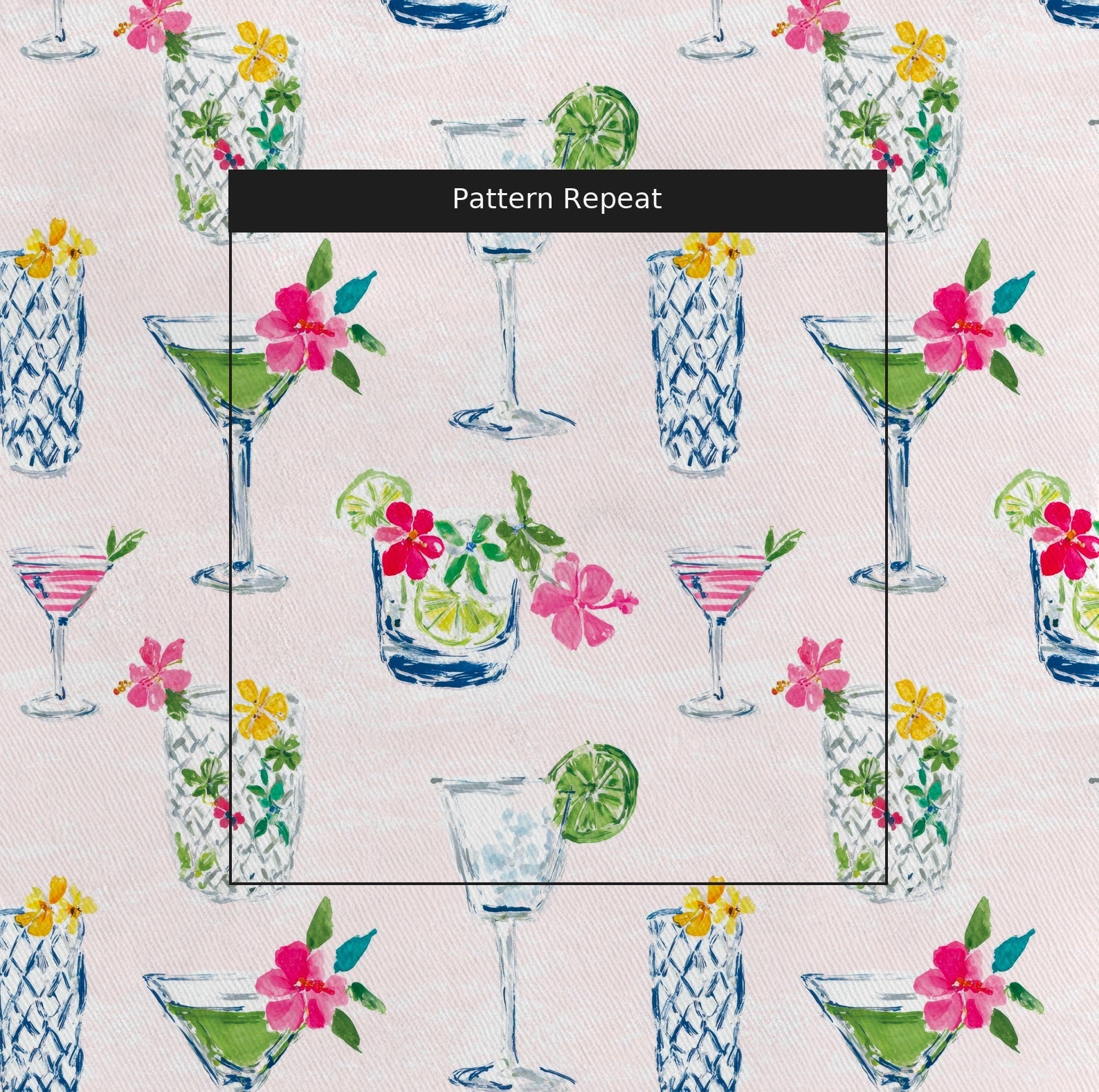 Tropical Drinks - Fabric - Linen Rowe