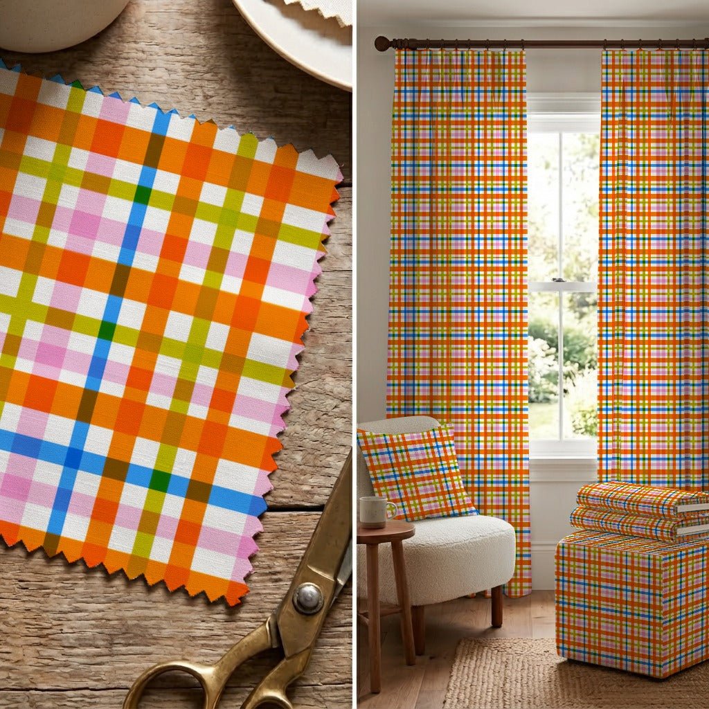 Vibrant Gingham - Fabric - Linen Rowe