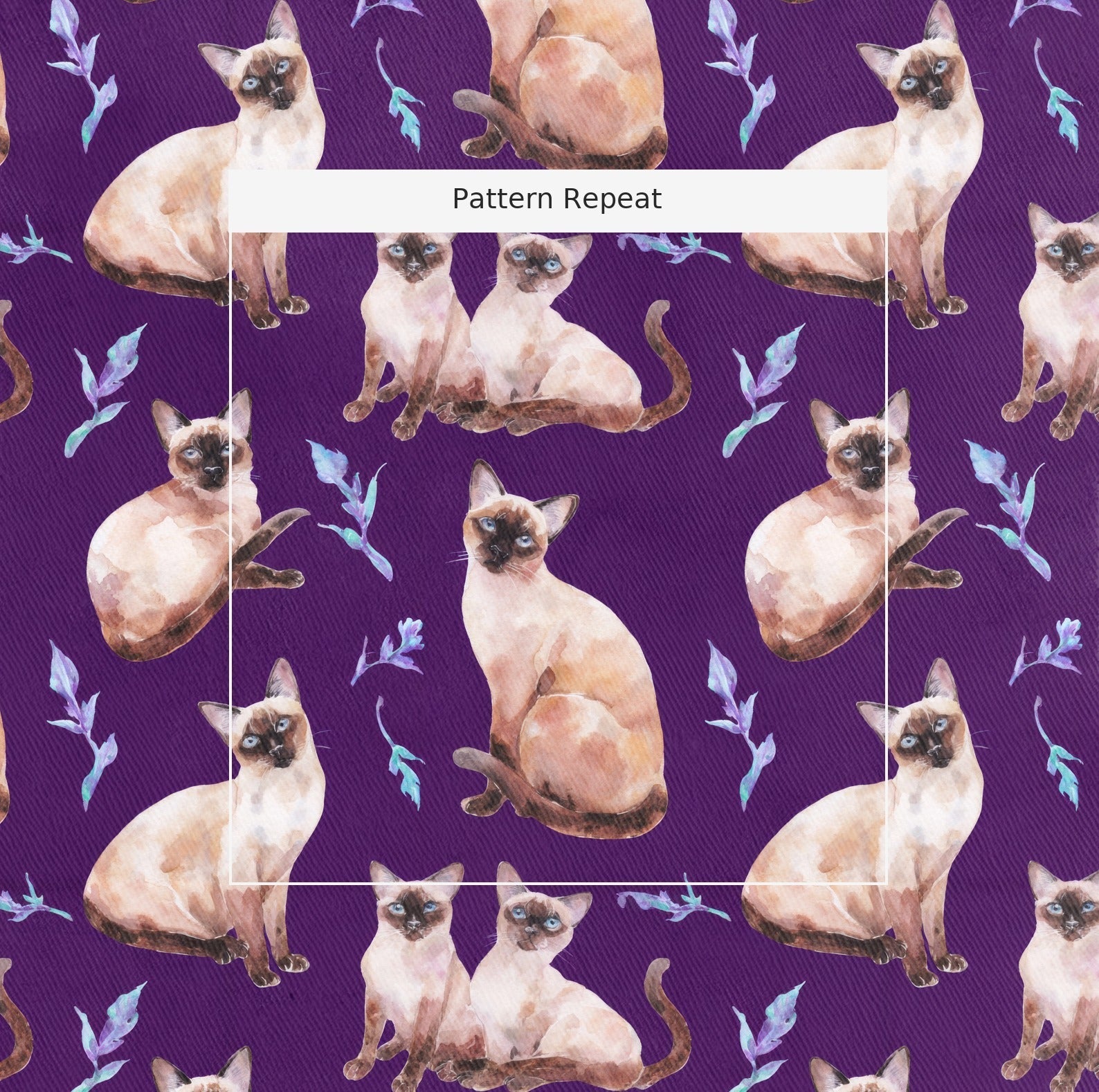 Violet Botanical Siamese - Fabric - Linen Rowe