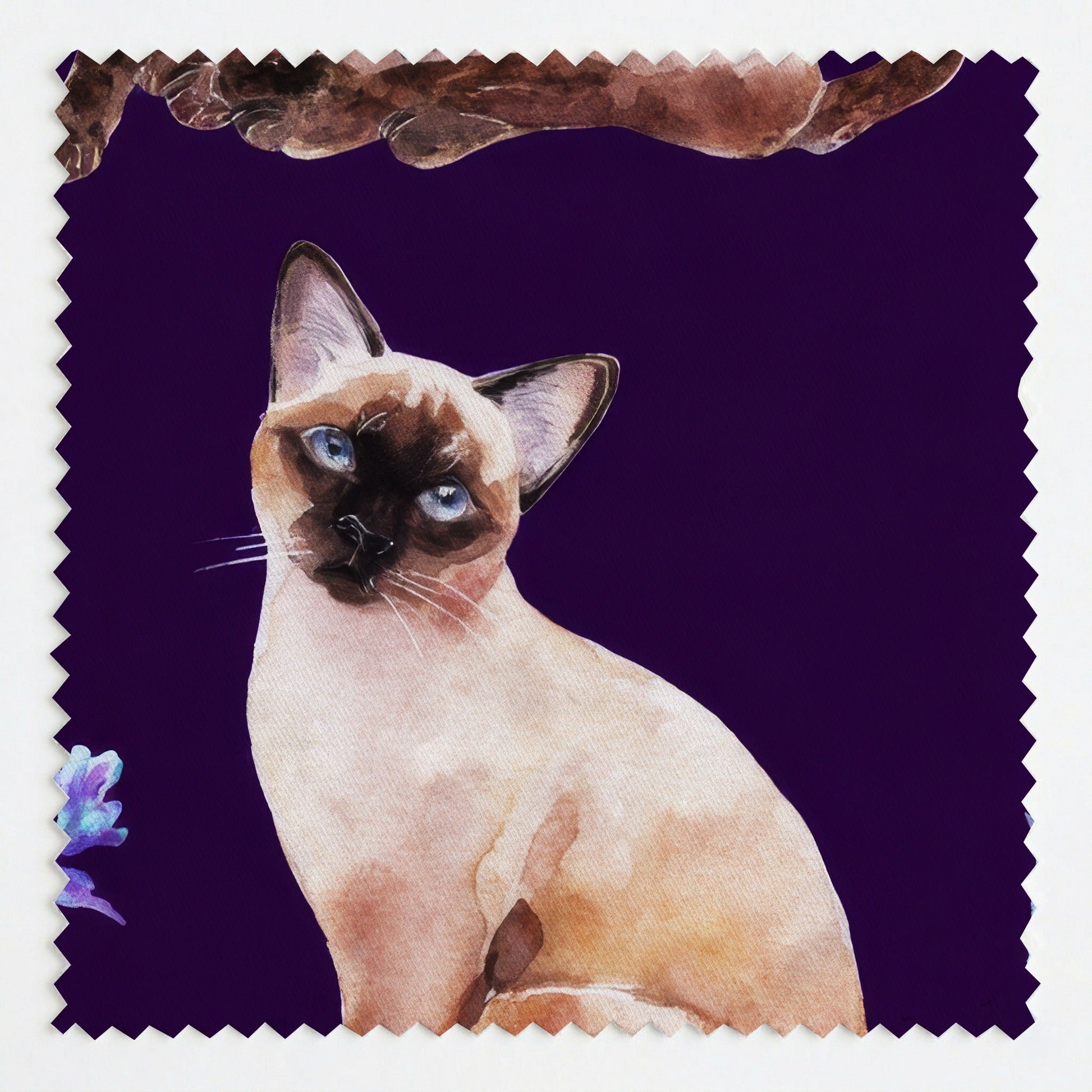 Violet Botanical Siamese - Fabric - Linen Rowe