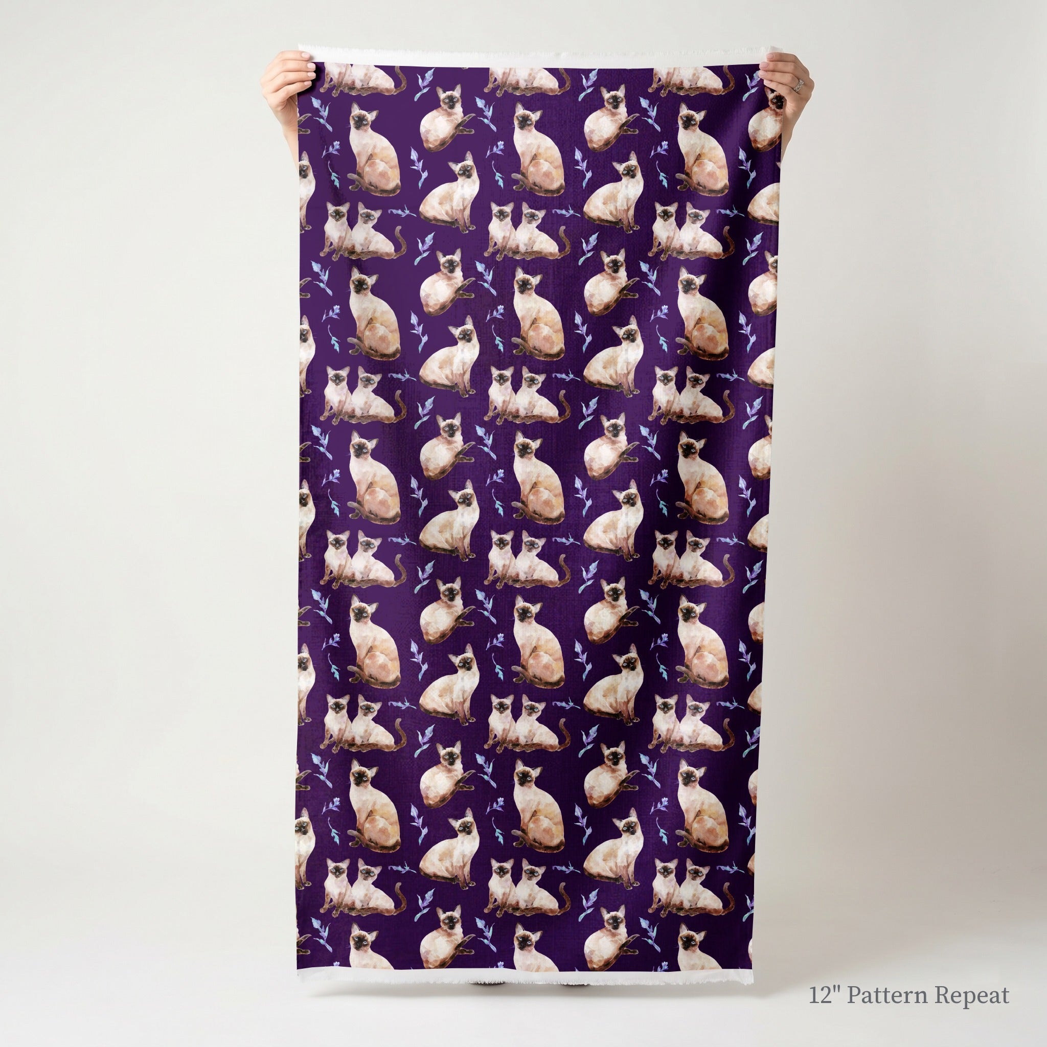 Violet Botanical Siamese - Fabric - Linen Rowe