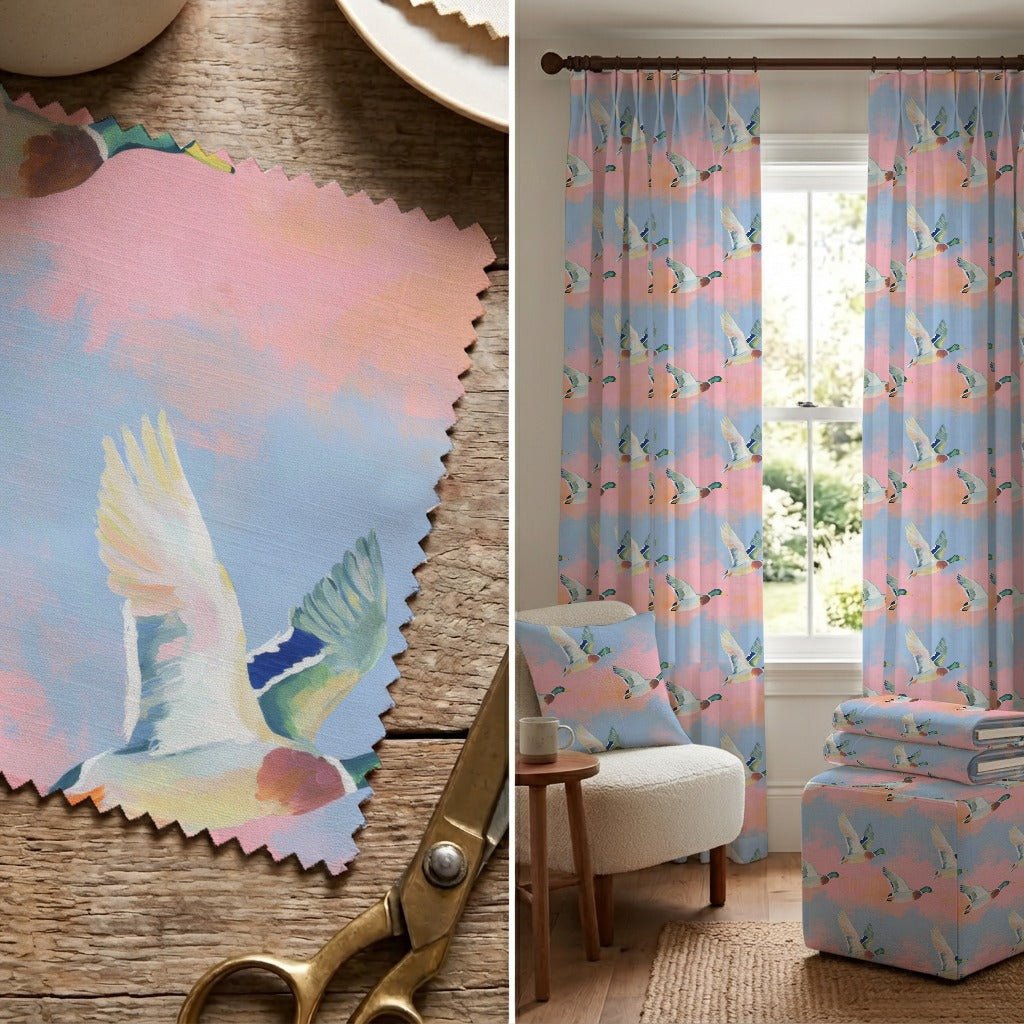 Waterfowl Sunset - Fabric - Linen Rowe