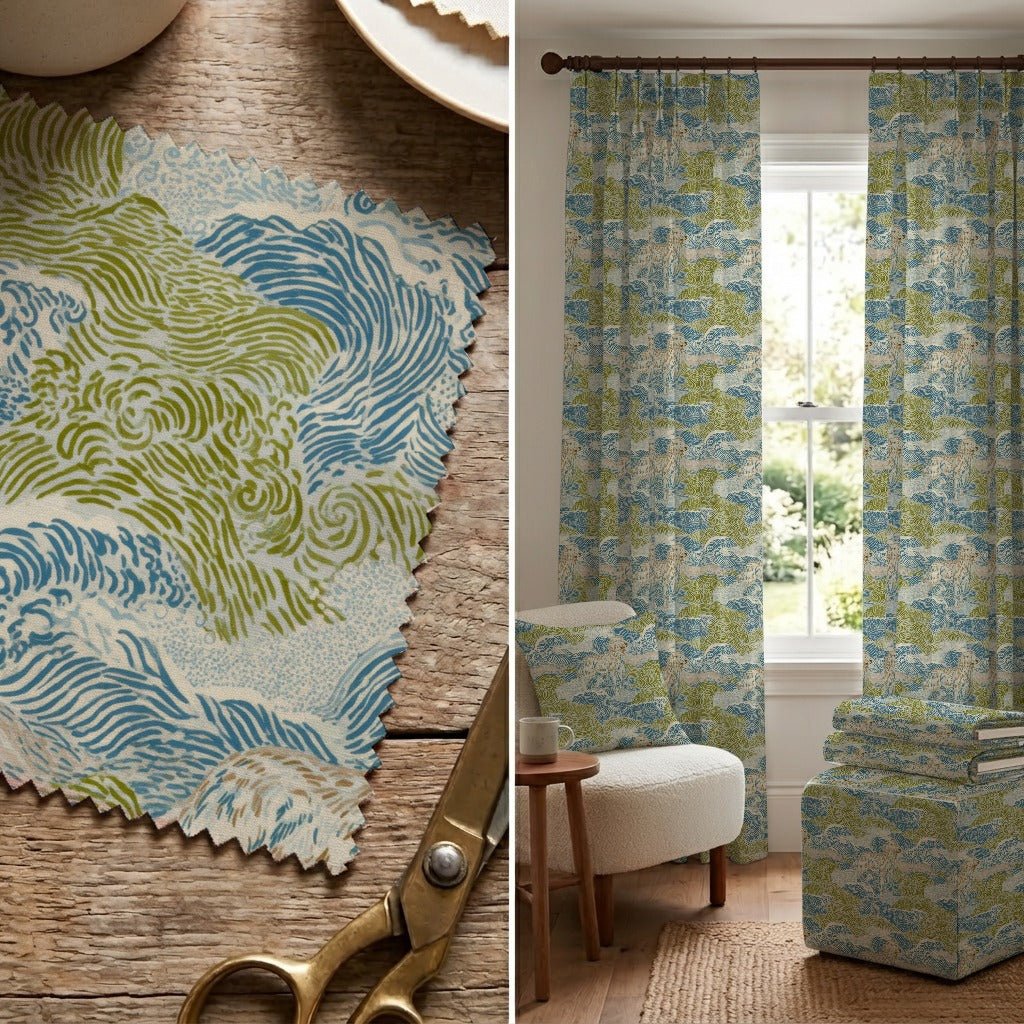 Wavy Pups - Fabric - Linen Rowe