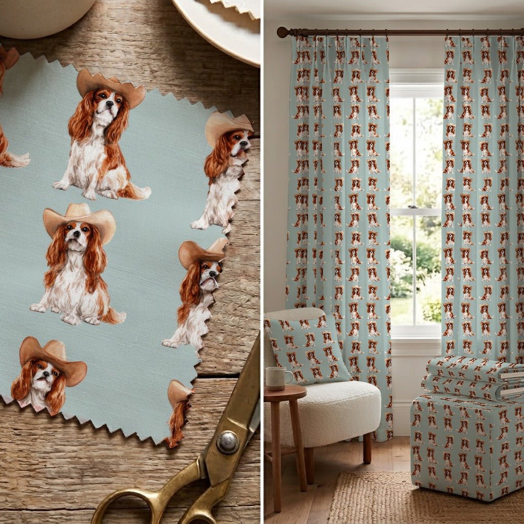 Western King Charles Spaniel - Fabric - Linen Rowe
