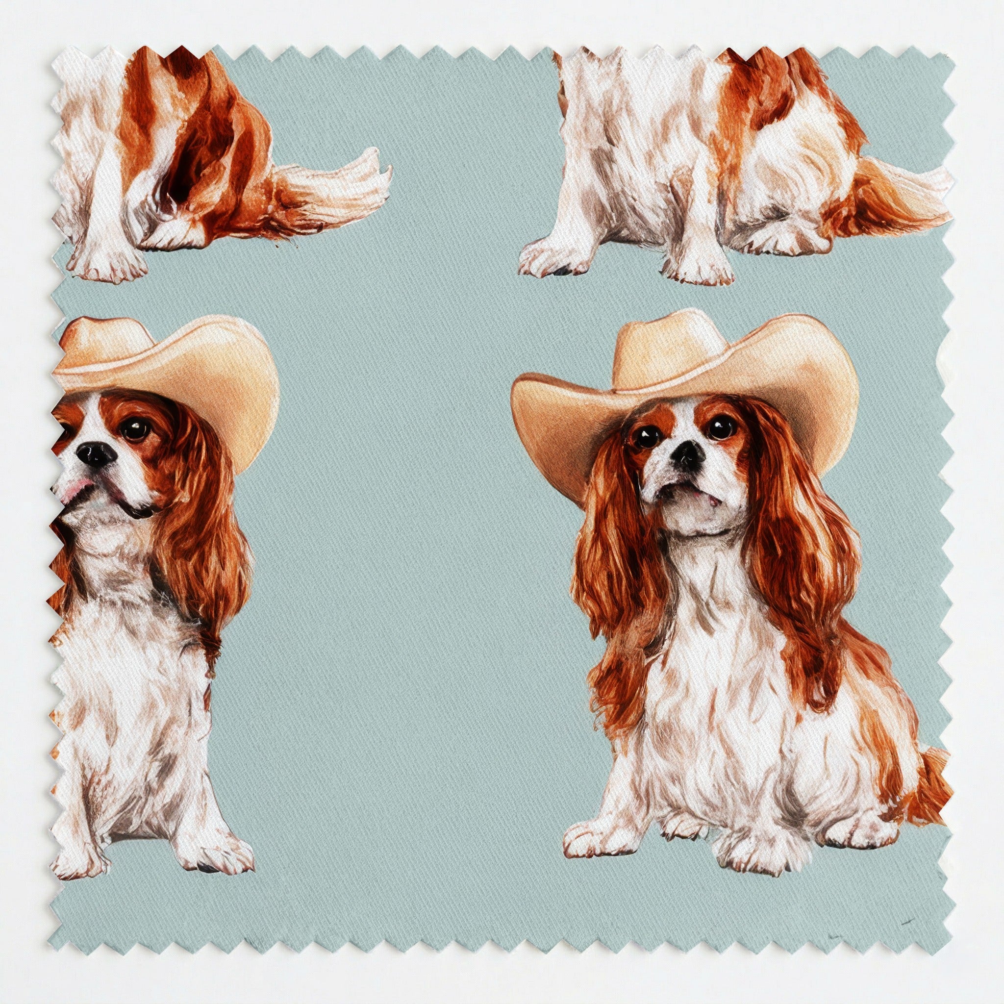 Western King Charles Spaniel - Fabric - Linen Rowe