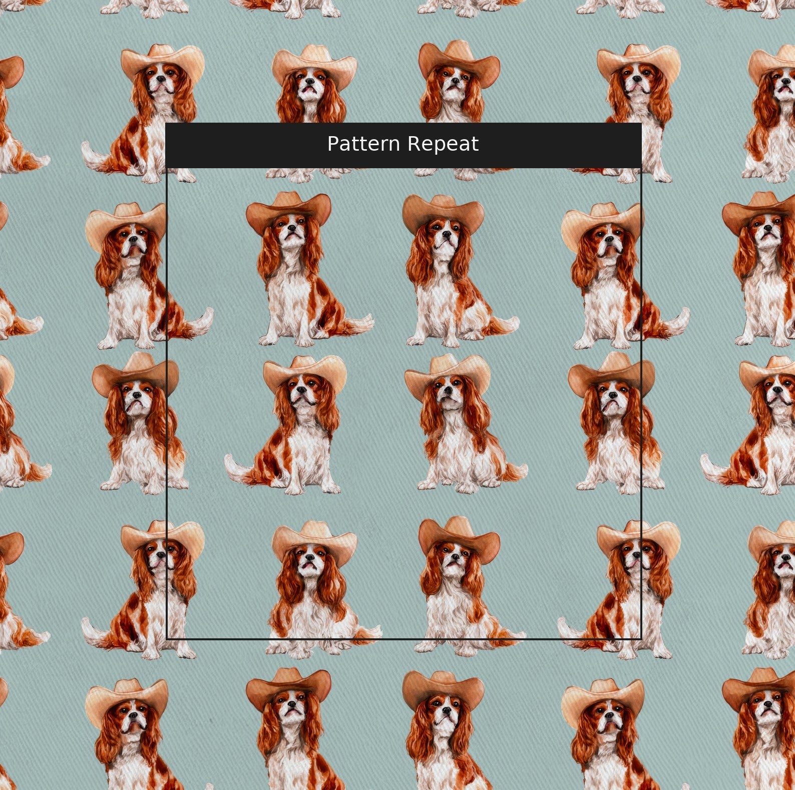 Western King Charles Spaniel - Fabric - Linen Rowe