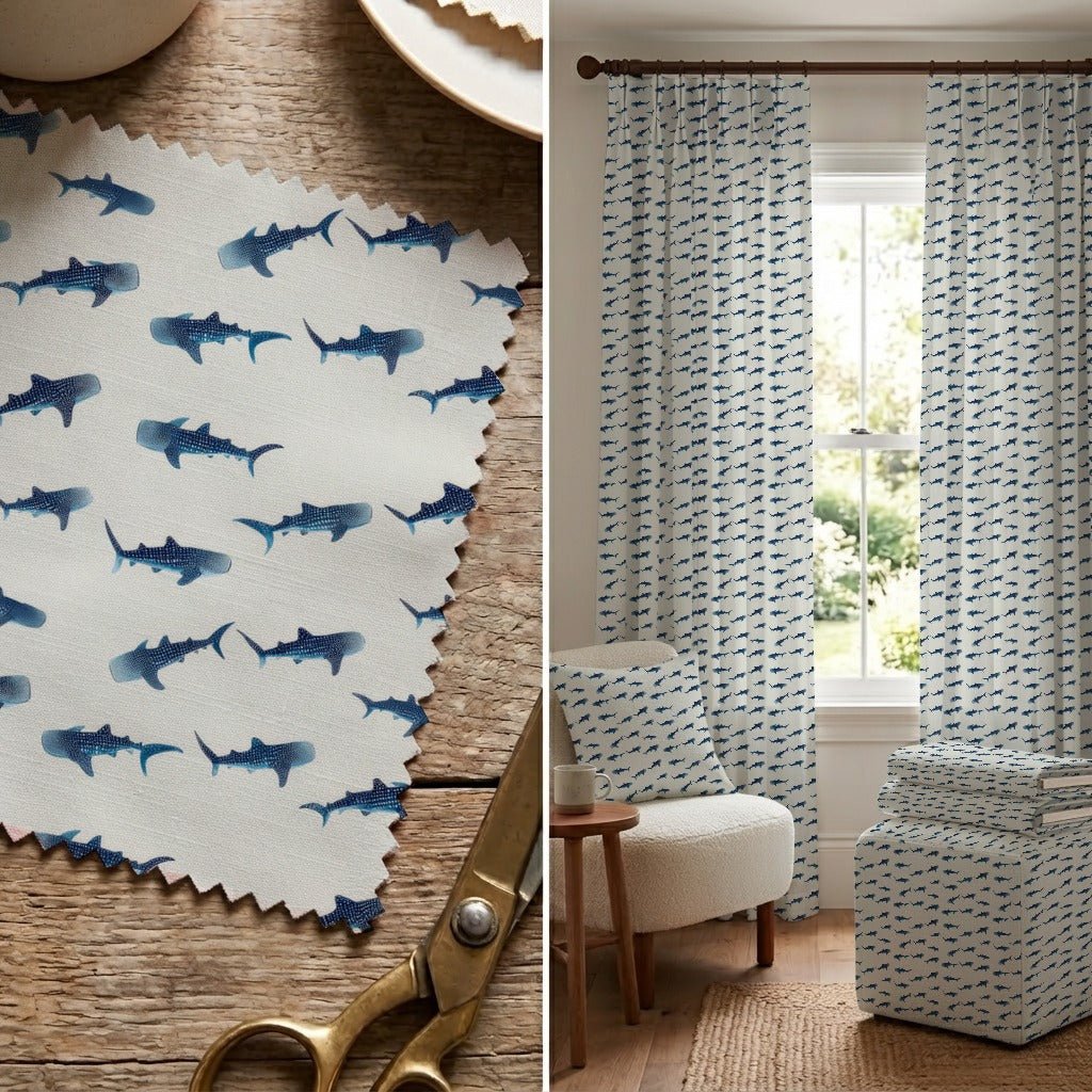 Whale Sharks - Fabric - Linen Rowe