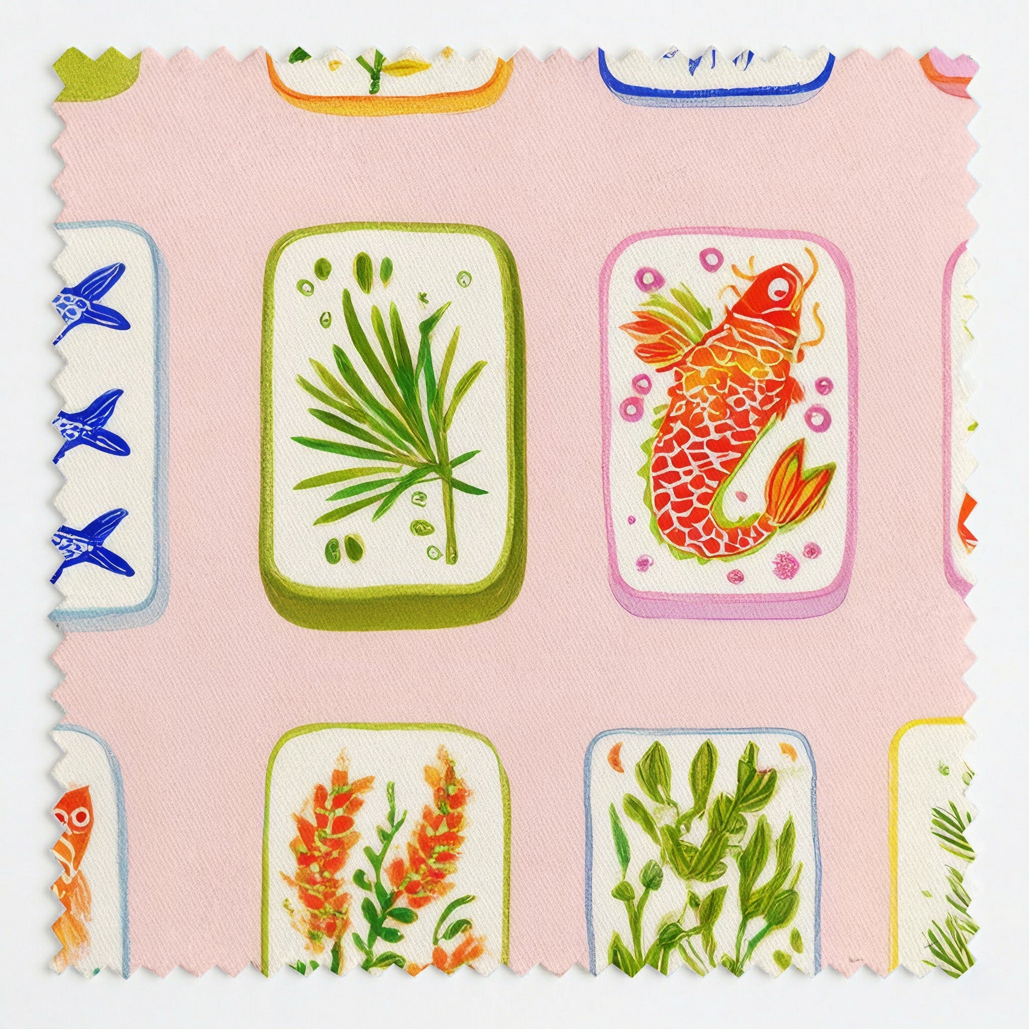 Whimsical Mahjong - Fabric - Linen Rowe