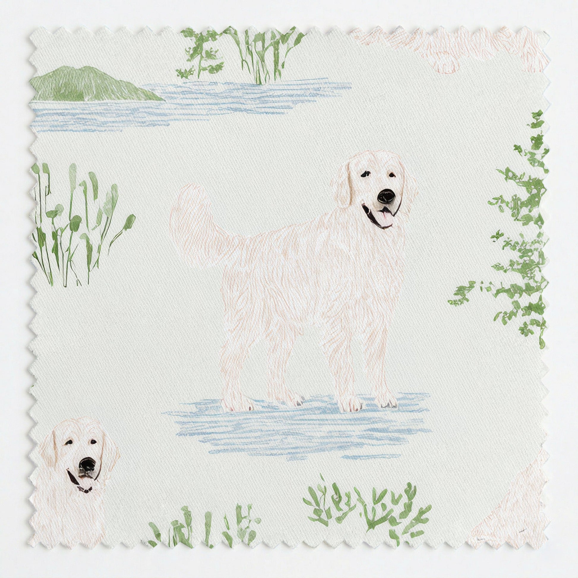 White Golden Lake Day - Fabric - Linen Rowe