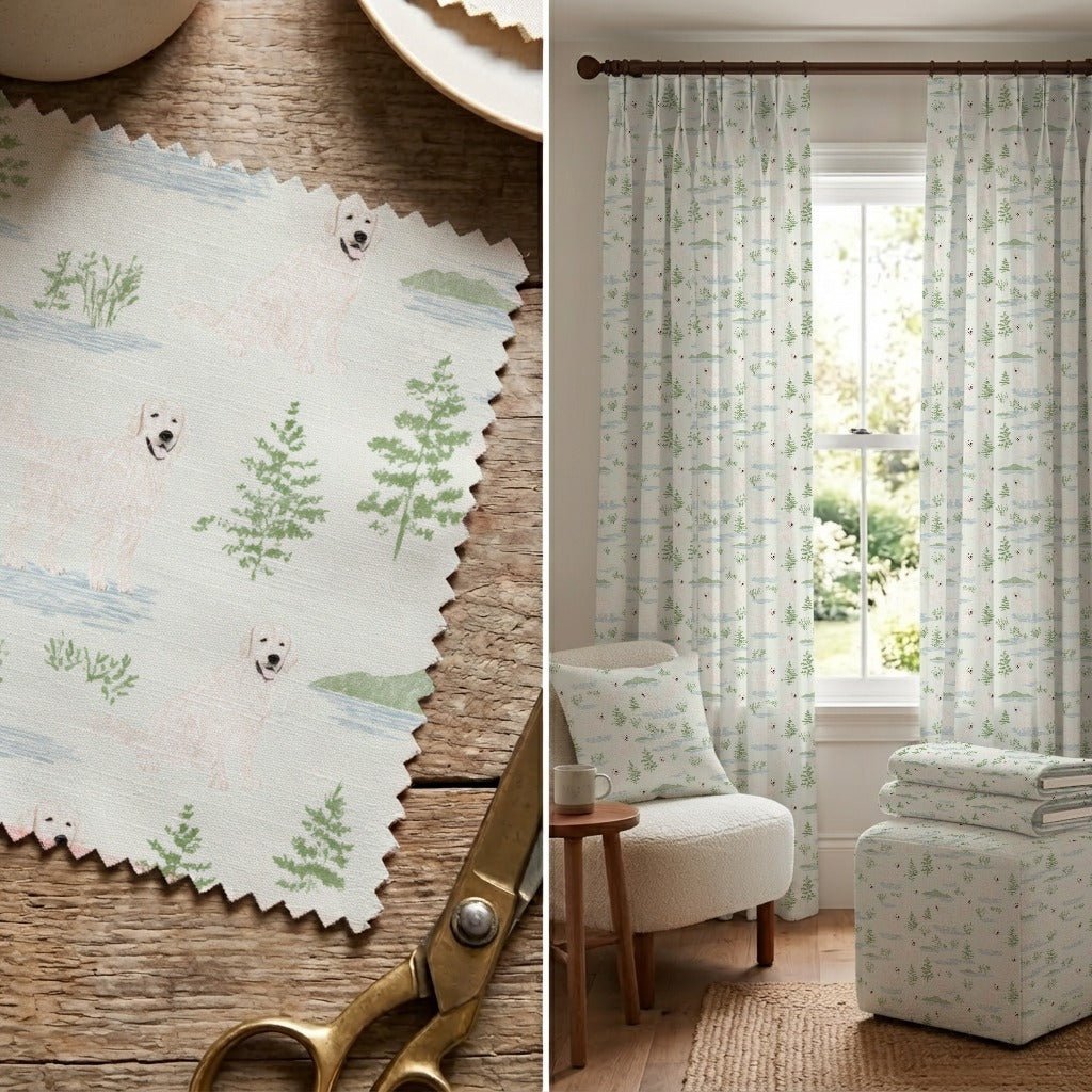 White Golden Lake Day - Fabric - Linen Rowe