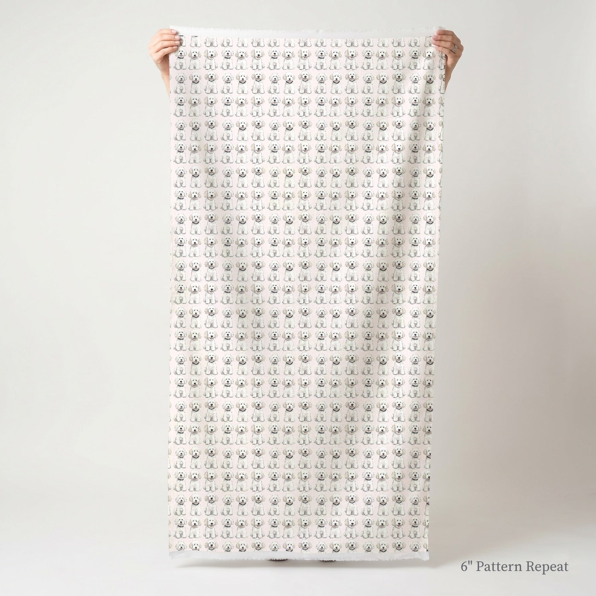 White Goldendoodle Light Pink - Fabric - Linen Rowe