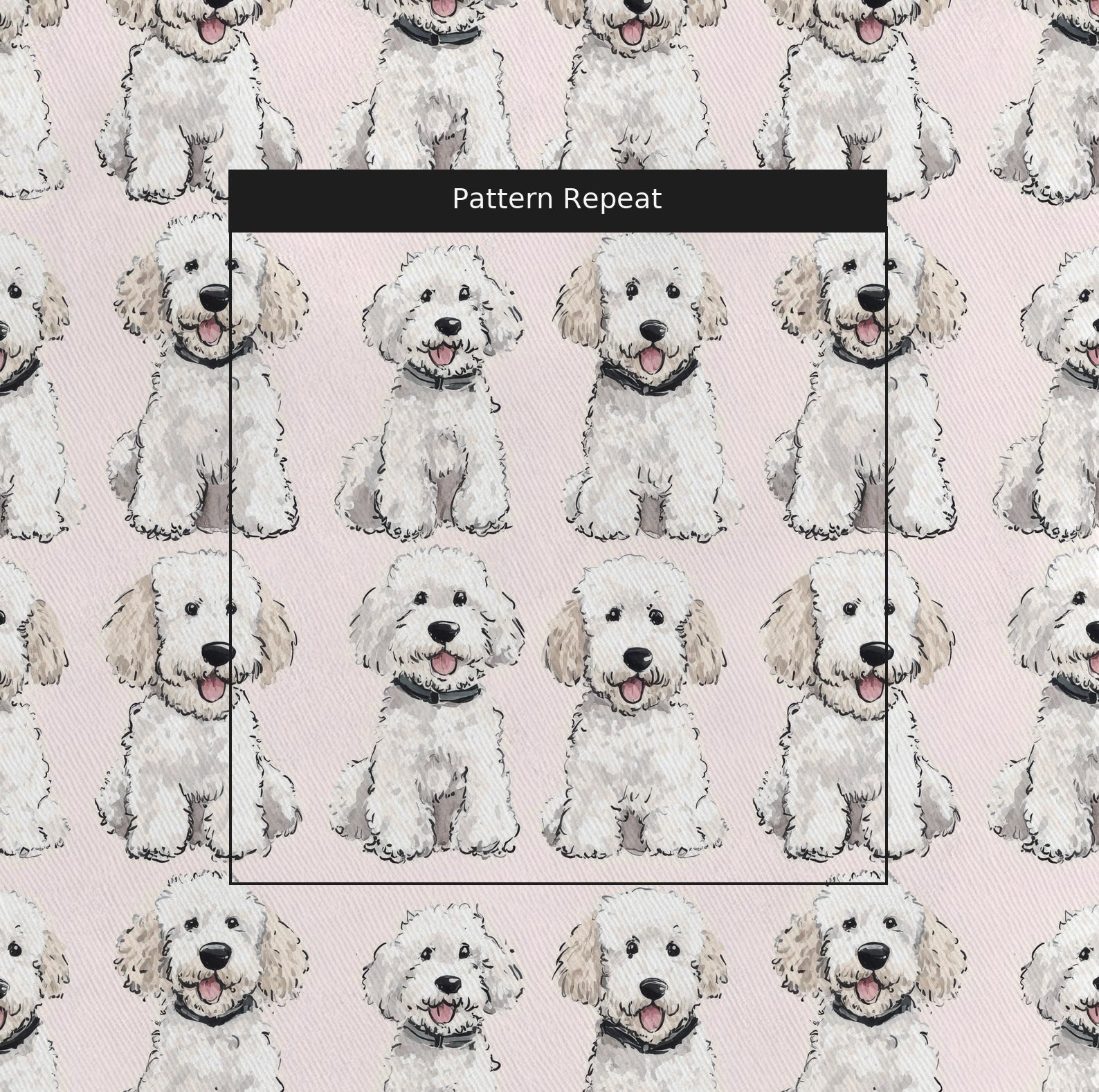 White Goldendoodle Light Pink - Fabric - Linen Rowe