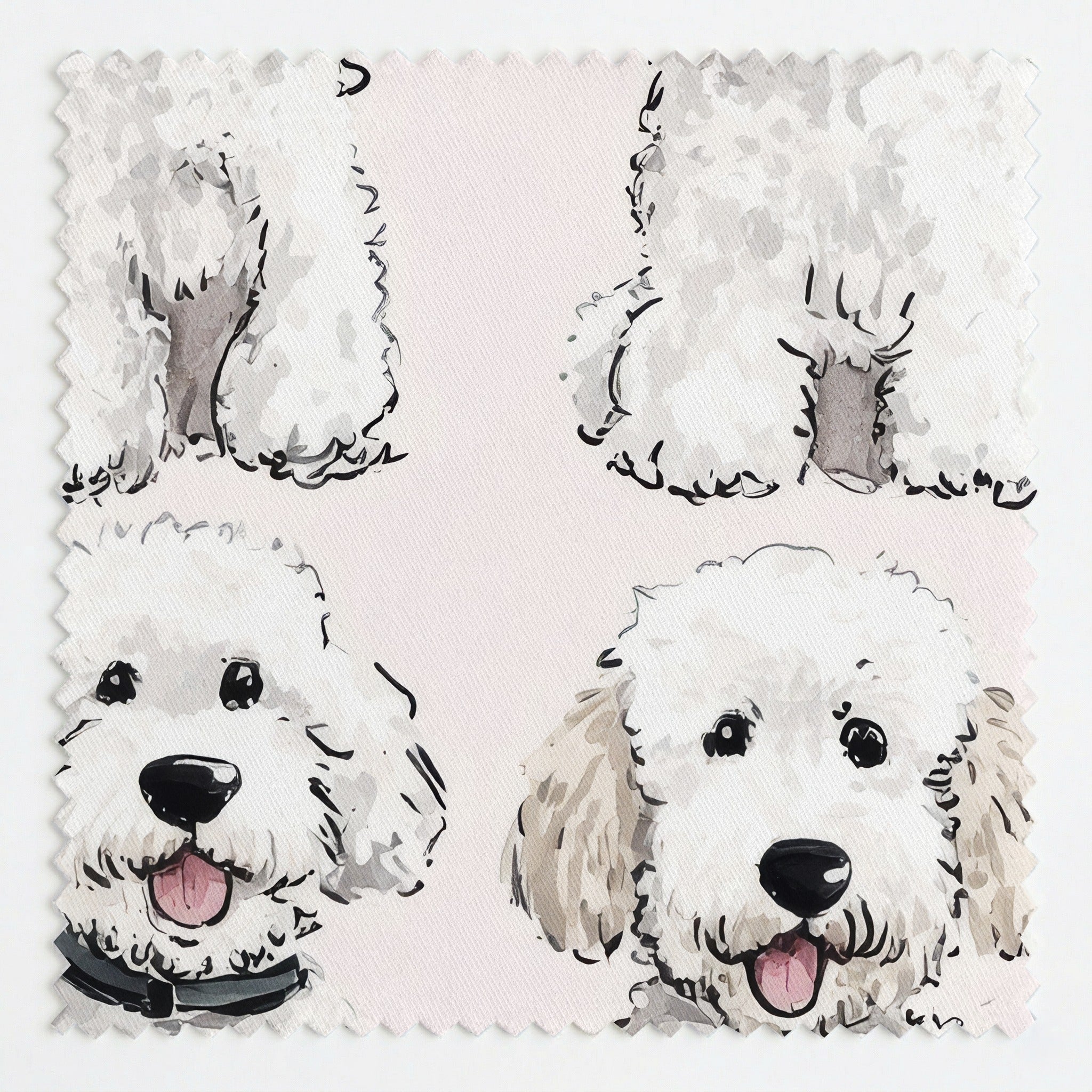 White Goldendoodle Light Pink - Fabric - Linen Rowe