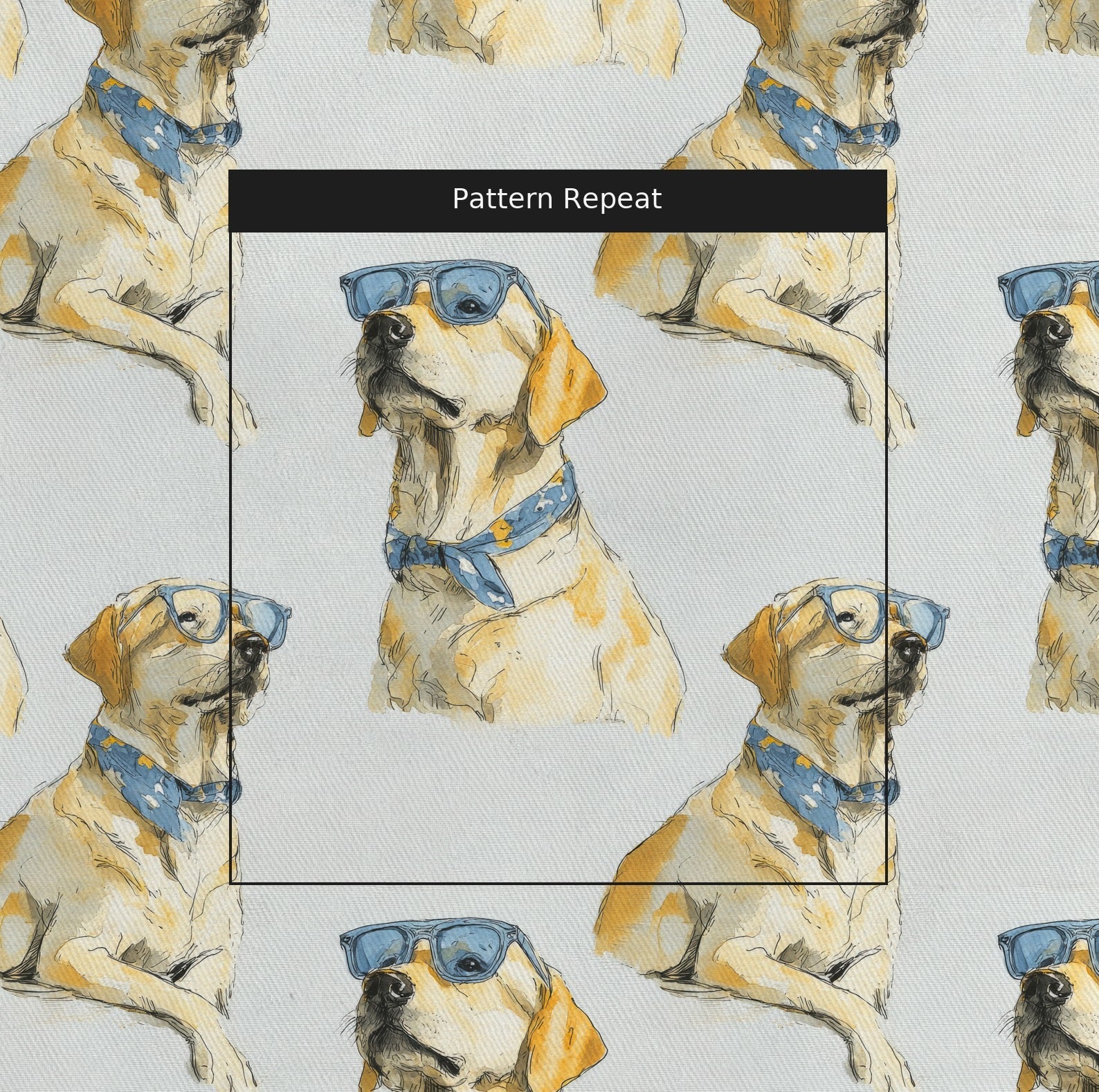 Yellow Lab Cool Shades - Fabric - Linen Rowe