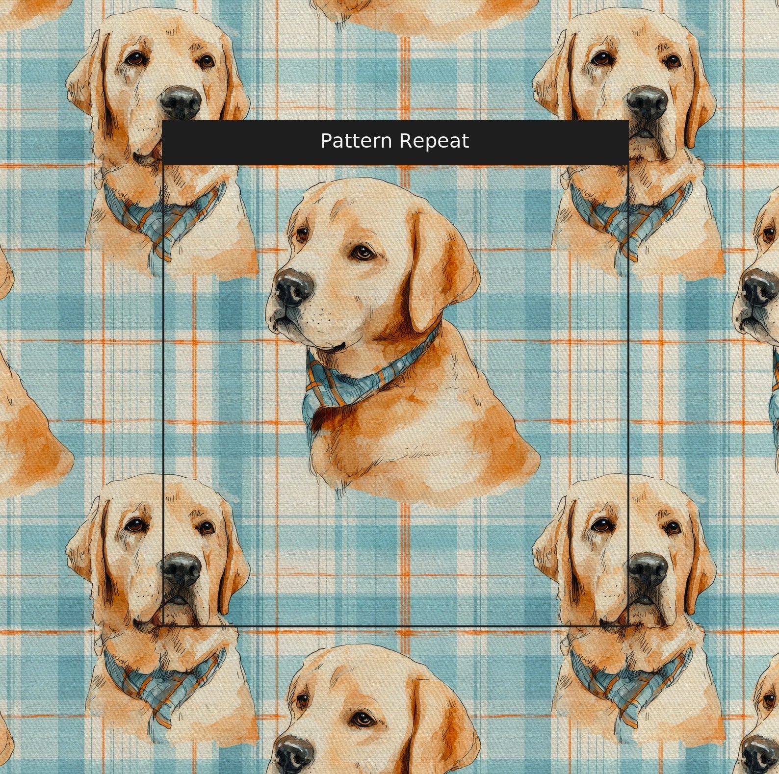 Yellow Lab Cottage Plaid - Fabric - Linen Rowe