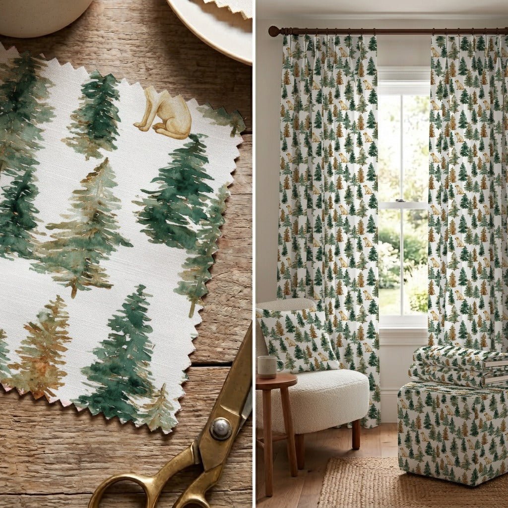 Yellow Lab Evergreen Grove - Fabric - Linen Rowe