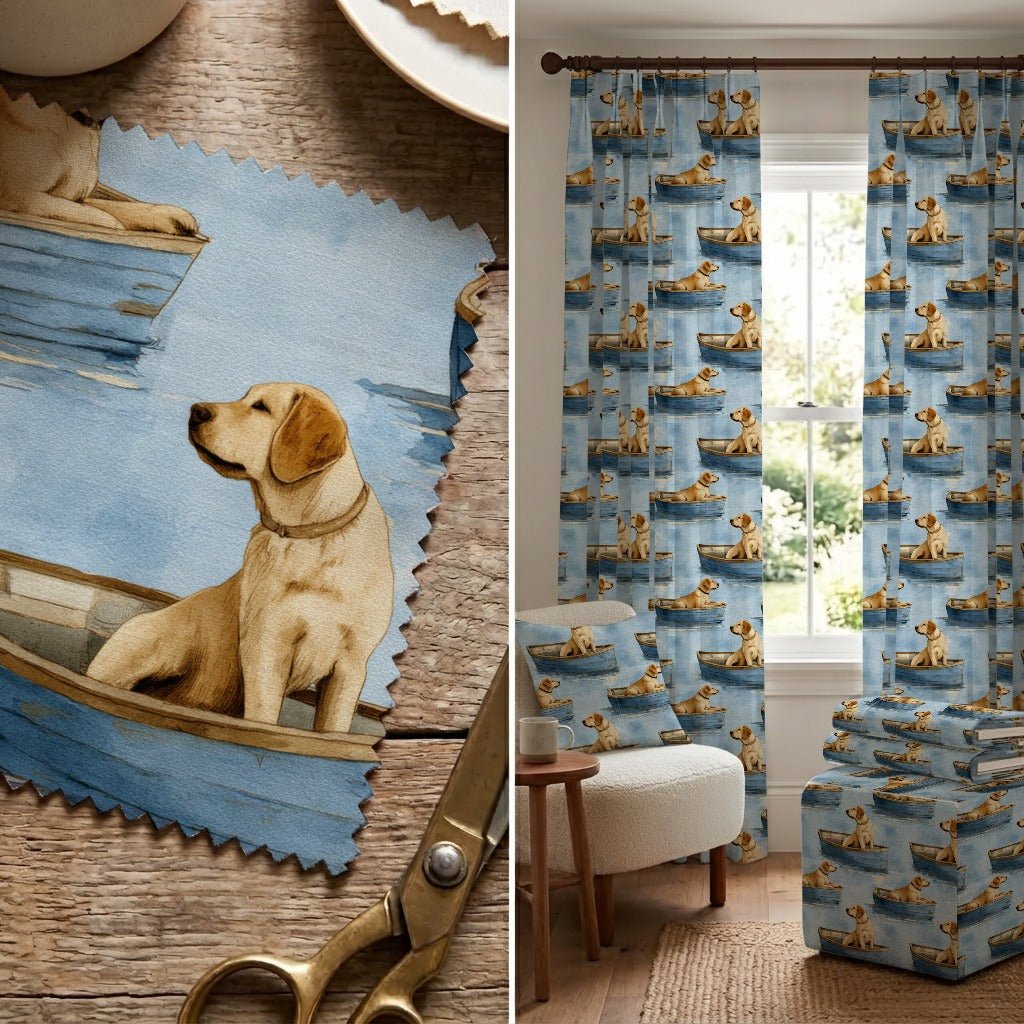 Yellow Lab Lakeside - Fabric - Linen Rowe